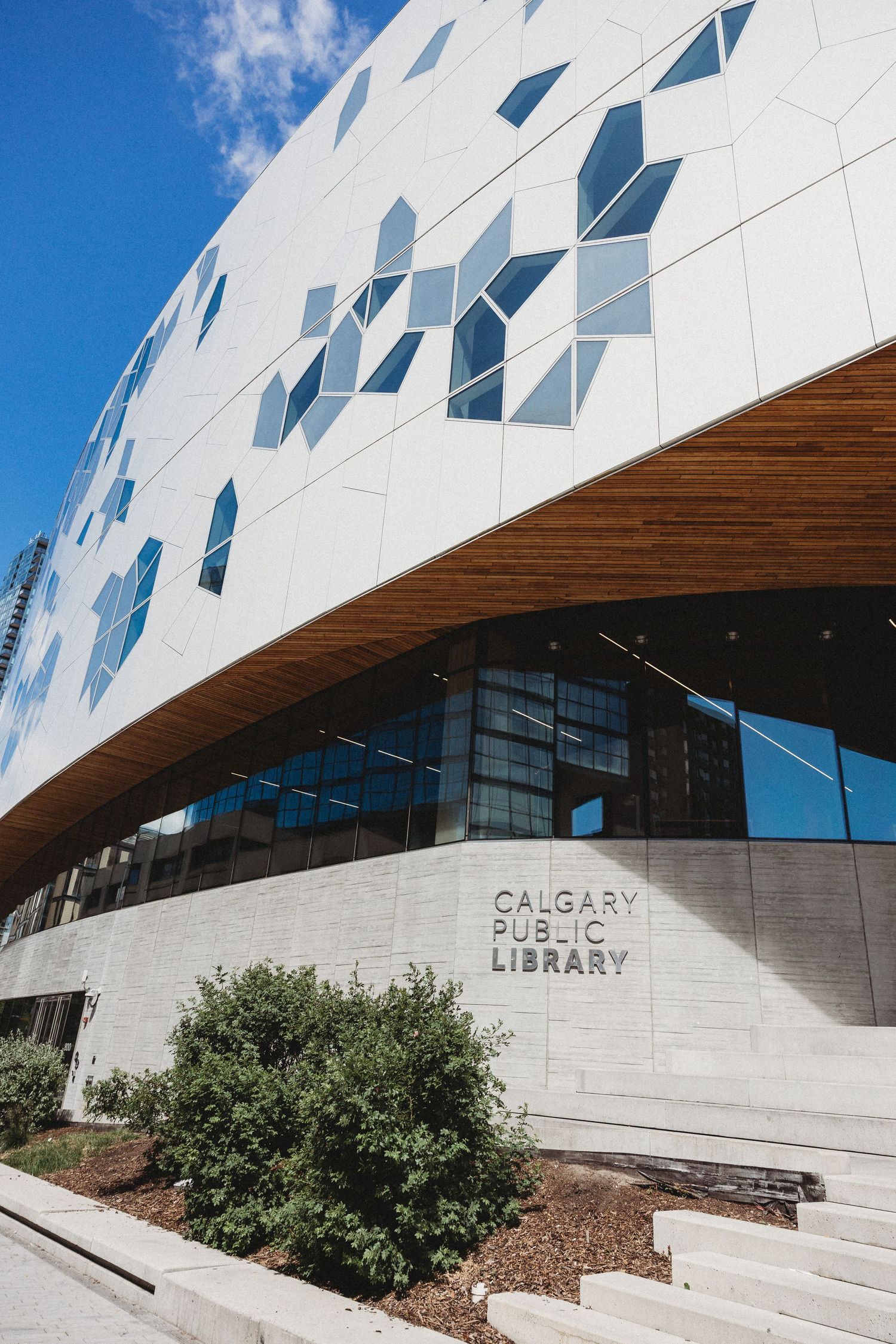 Entrance of the Central Calgary Public Library. Family Photography in Calgary.