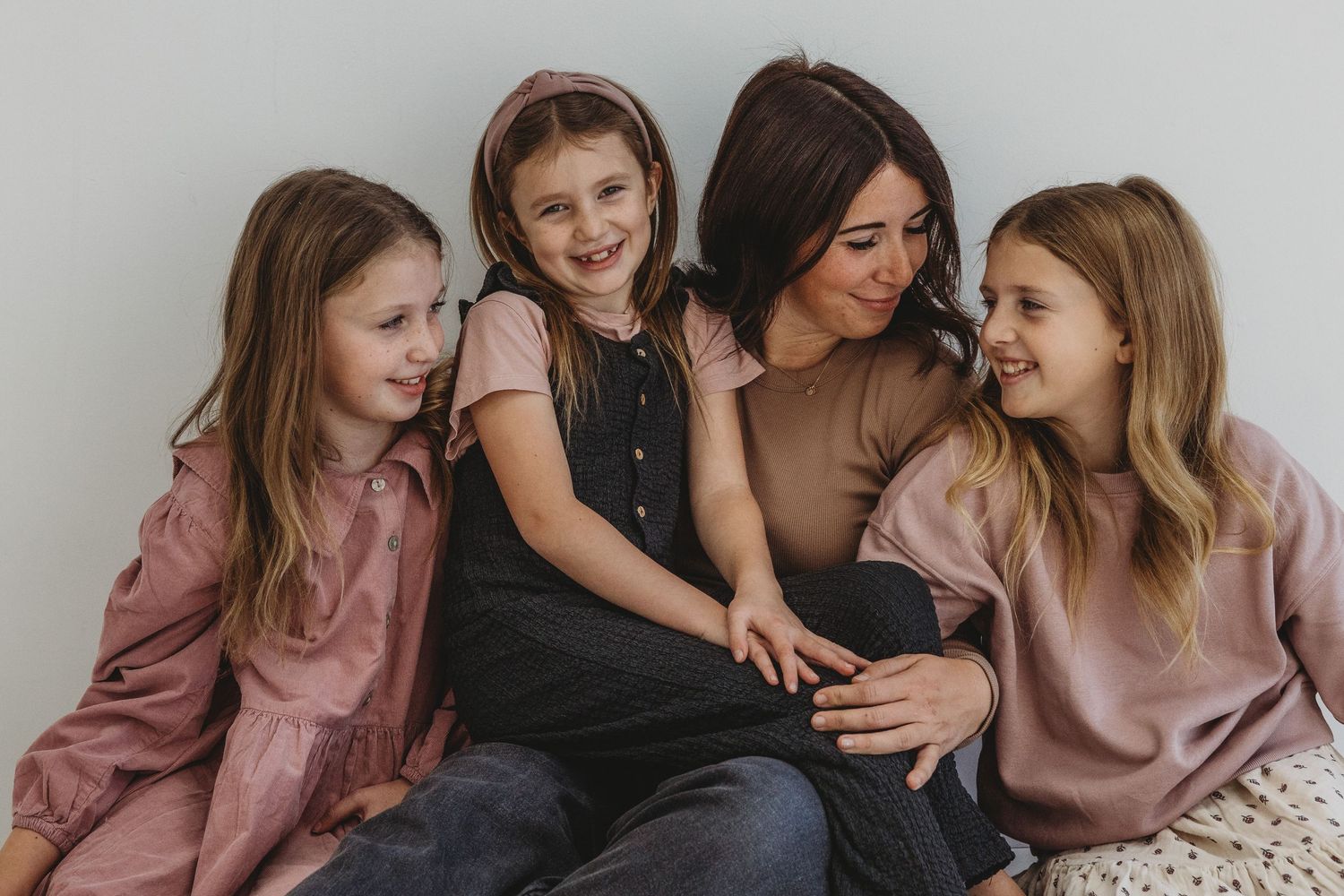 Mom and daughters during a Calgary Mini Session at Studio Boheme. Calgary family photography.