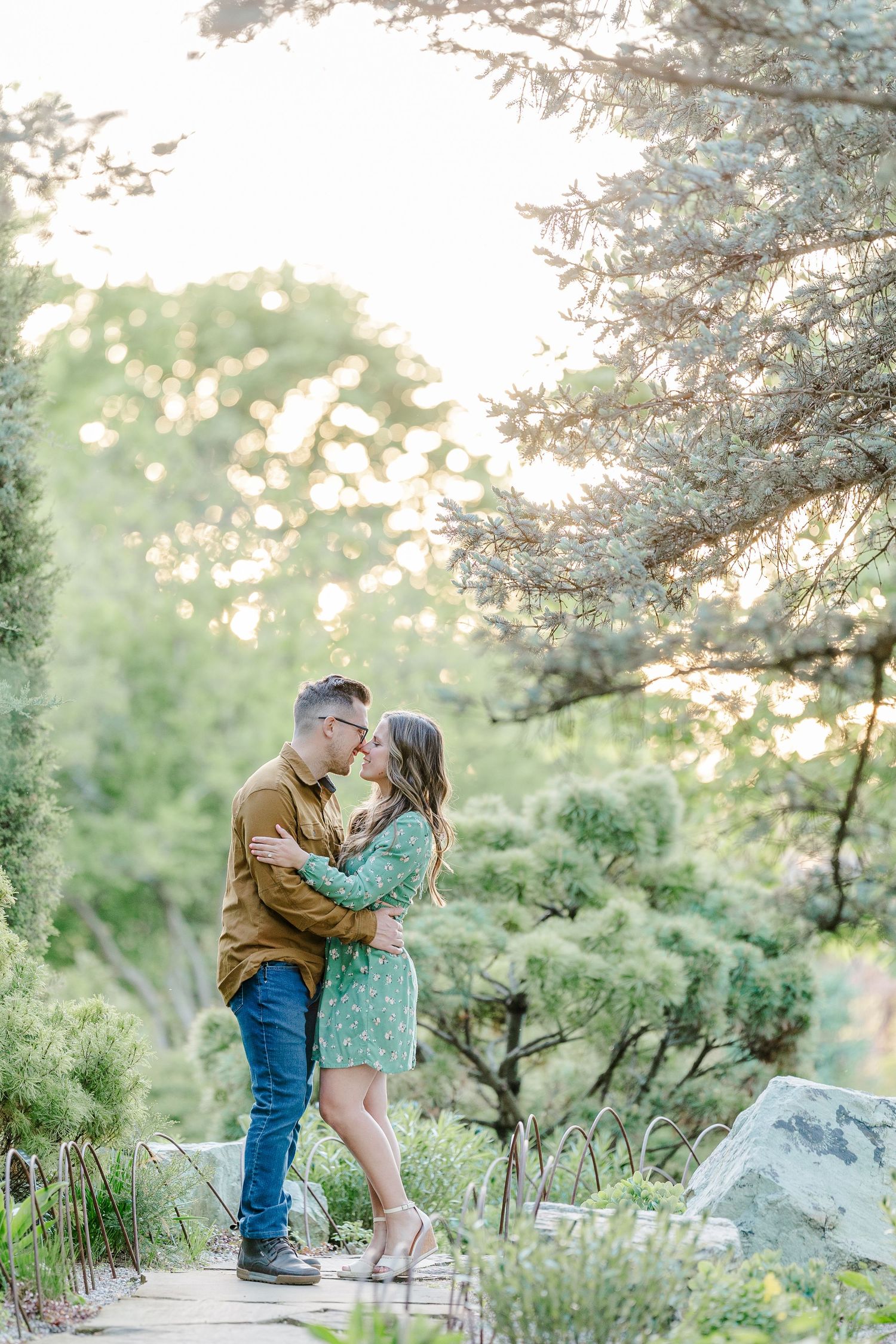 Romantic garden engagement portrait at Cantigny Park in Wheaton Illinois