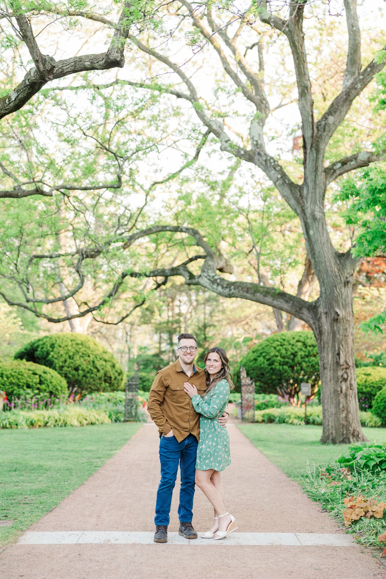 Romantic garden engagement portrait at Cantigny Park in Wheaton