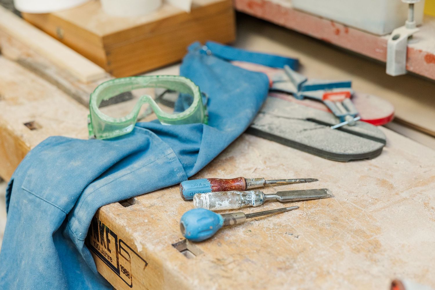 Beacon Hill senior living branding photo in Lombard, Illinois featuring woodworking tools on workbench