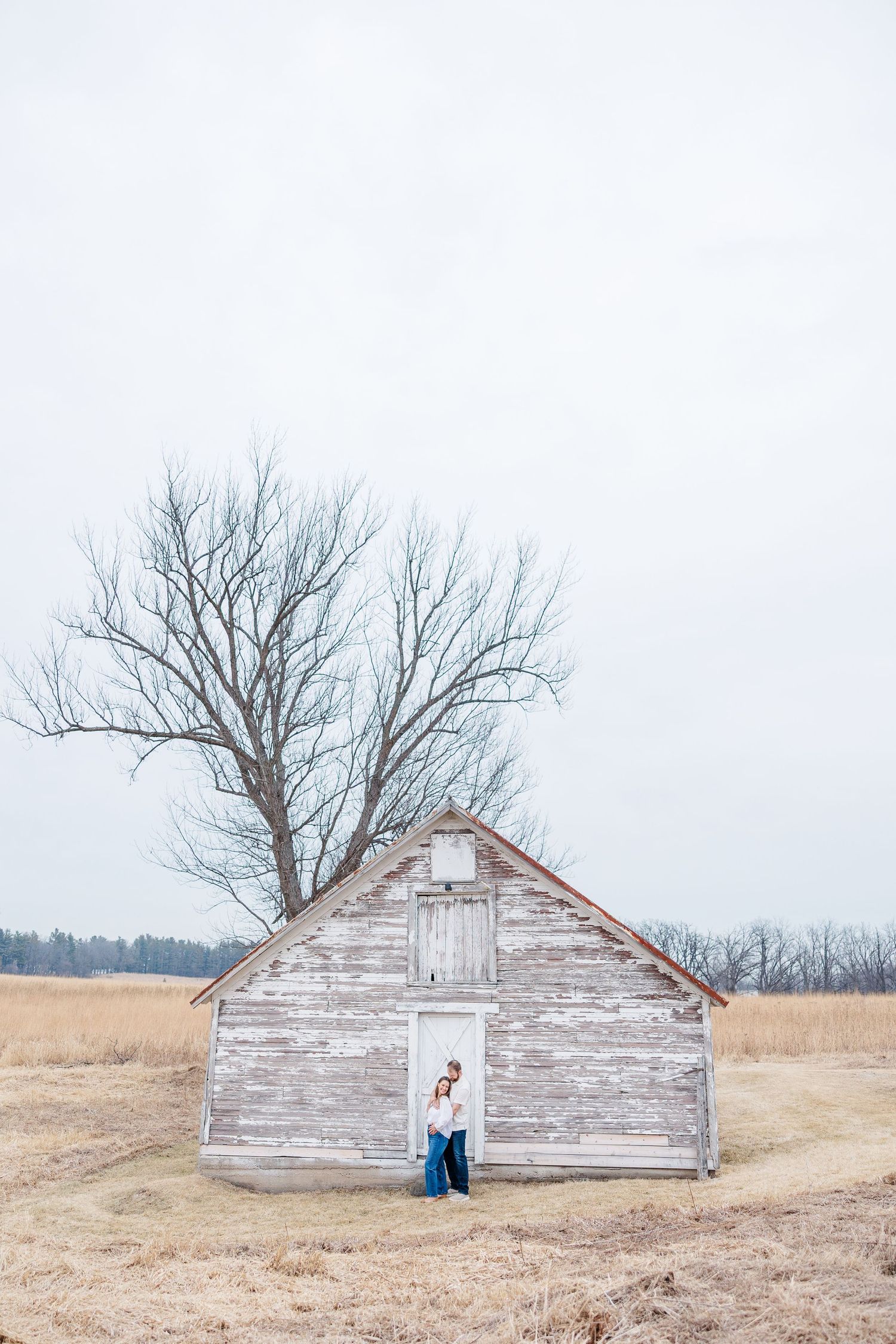 Rustic barn at Sands Main Street Prairie in Cary, Illinois during pregnancy announcement session