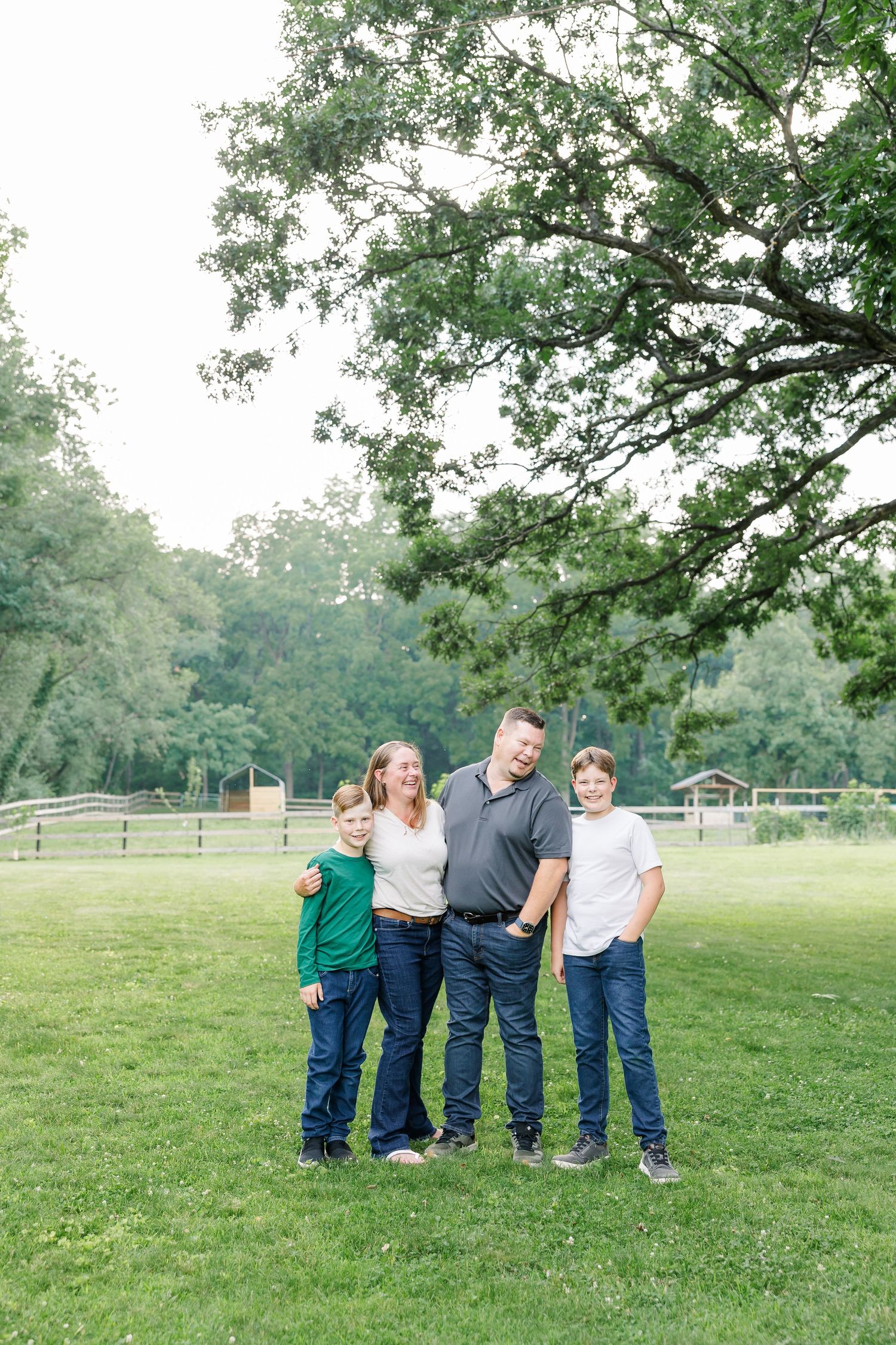 Extended family portrait at their home in Bull Valley, Illinois.