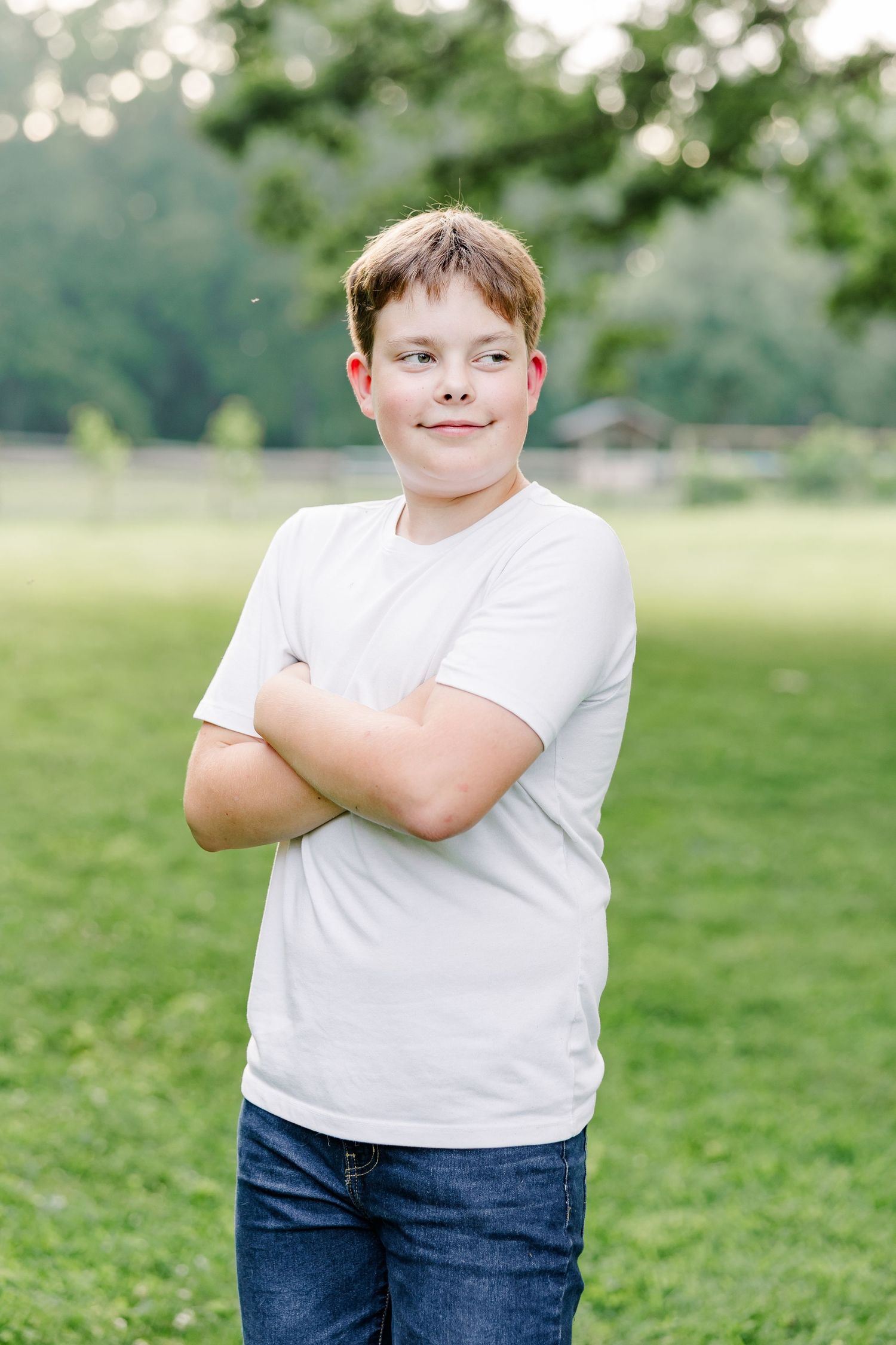 Portrait of a young boy outdoors in Bull Valley, Illinois.