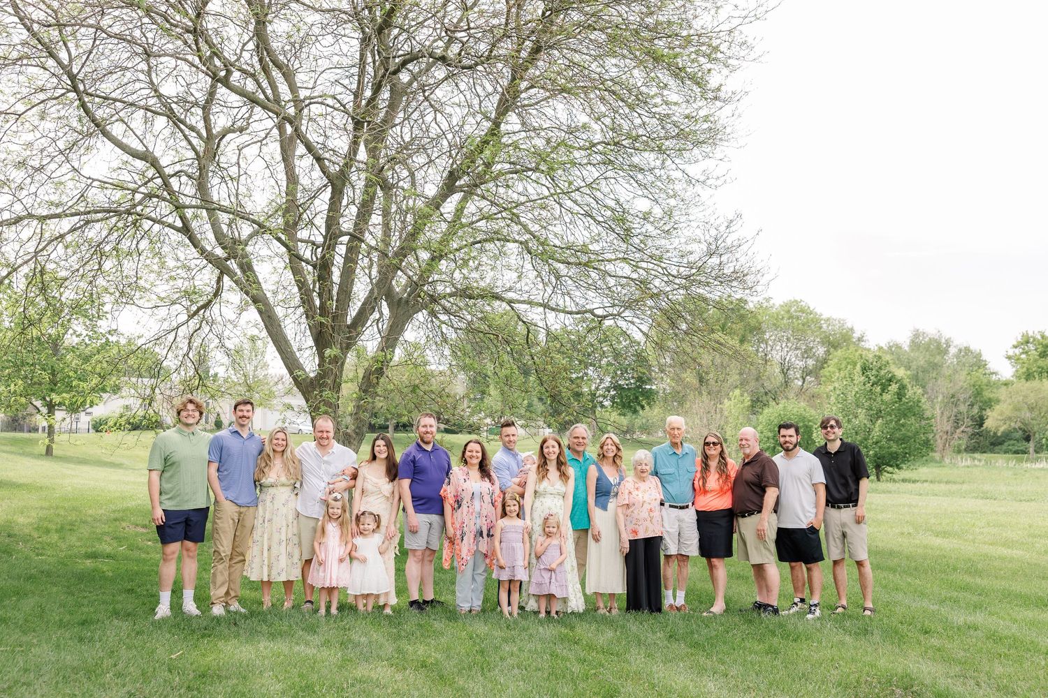 Extended family portrait outdoors in Hoffman Estates Illinois by Cassie Lacina Photography