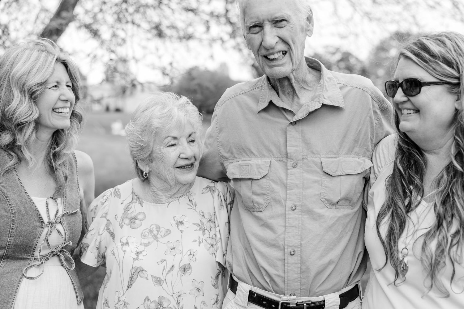 Candid outdoor family photos during Hoffman Estates extended family session