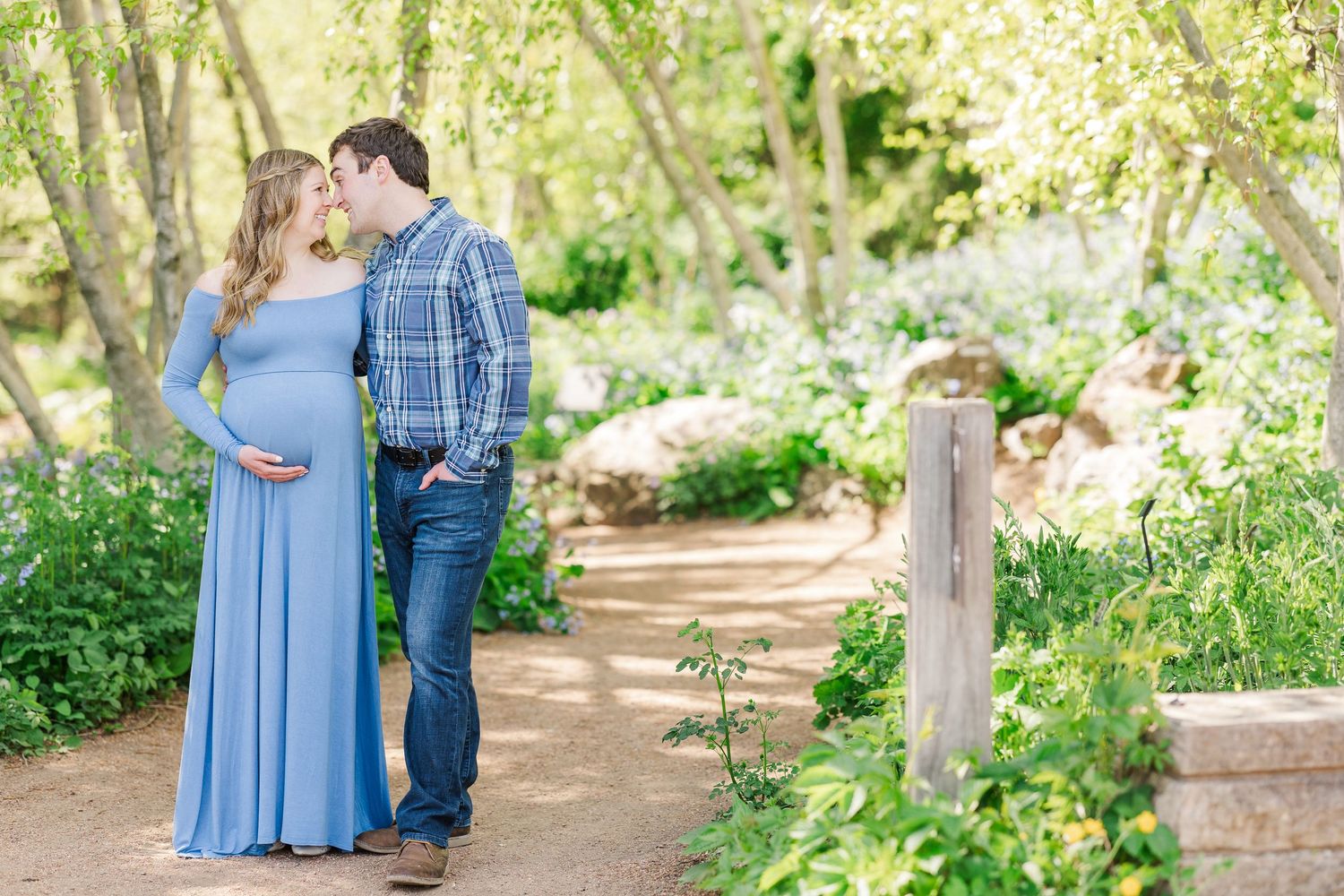 Maternity session at Chicago Botanic Garden with expectant couple during bump to baby experience