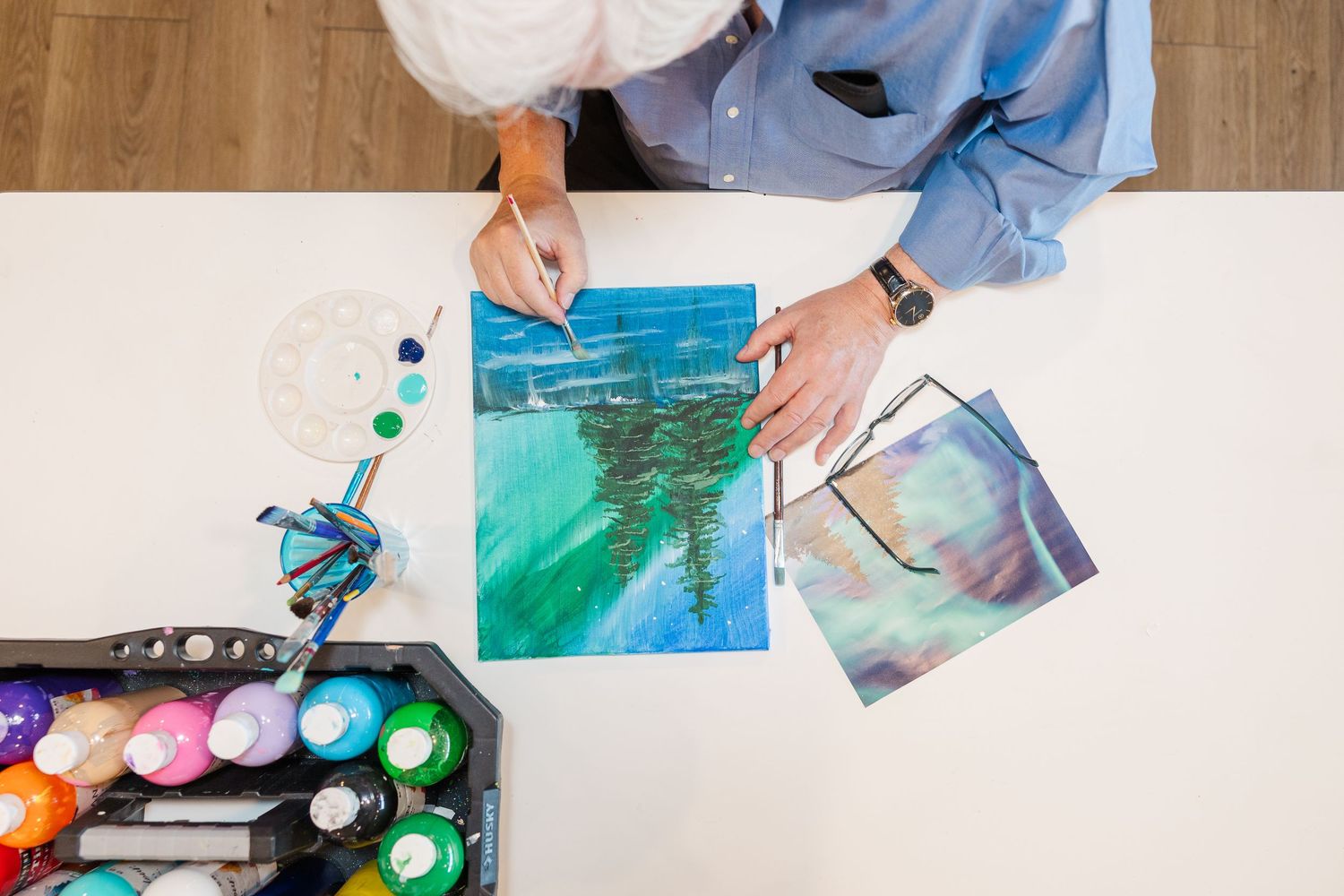 Beacon Hill senior living branding photo in Lombard, Illinois featuring watercolor painting from above