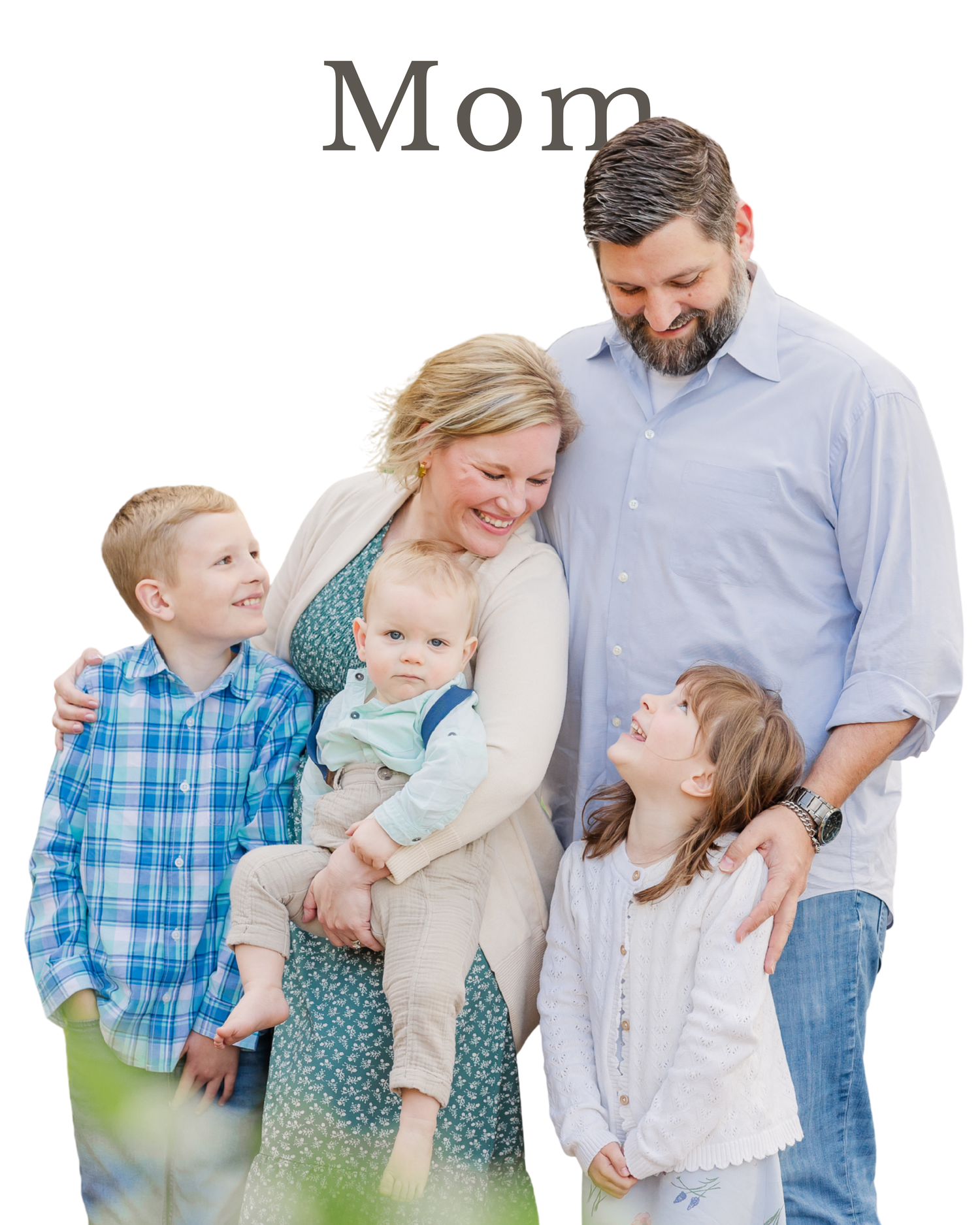 Cassie Lacina with her husband Jordan and their three children in a family portrait