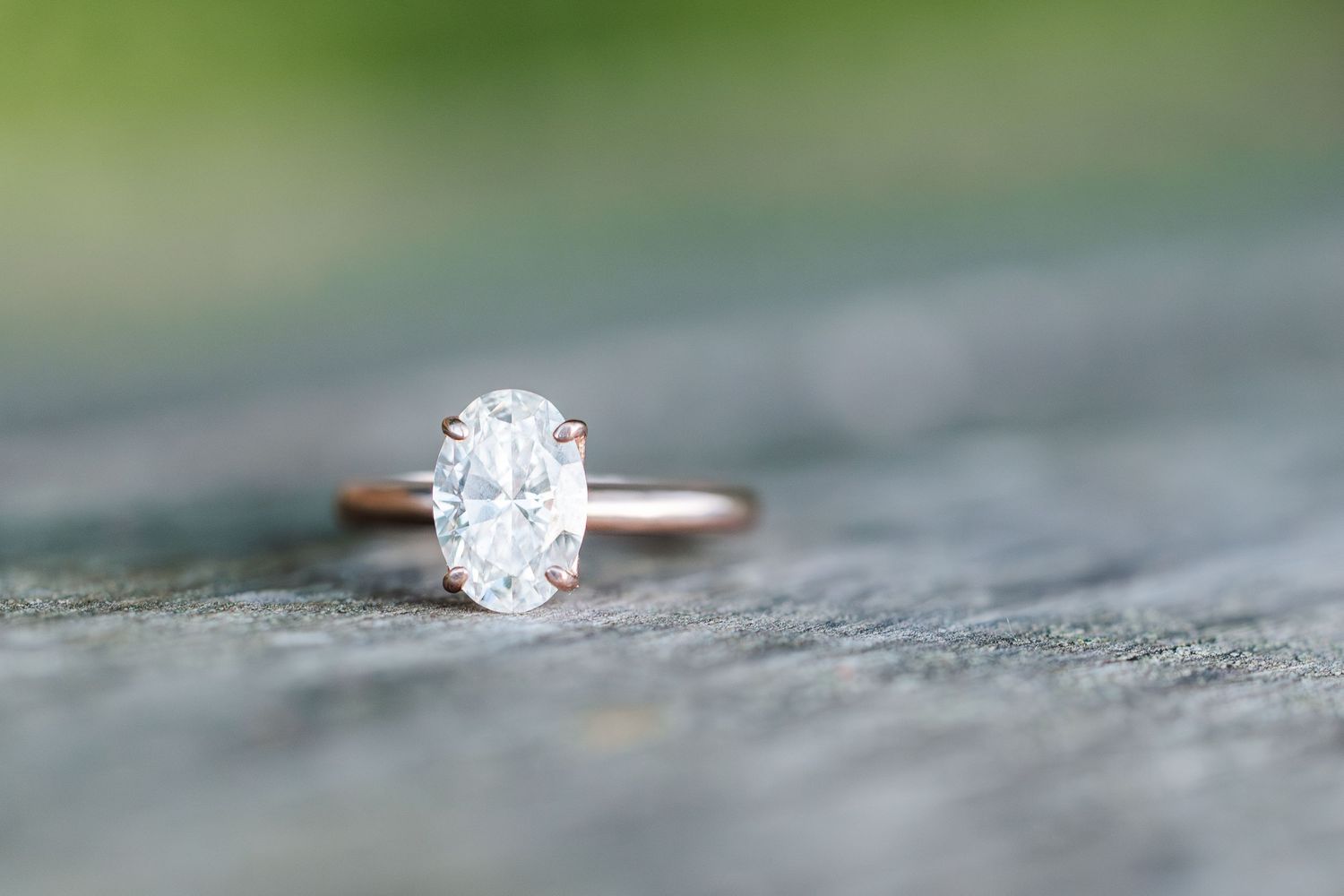 Engagement ring detail photo during a romantic Cantigny Park engagement session