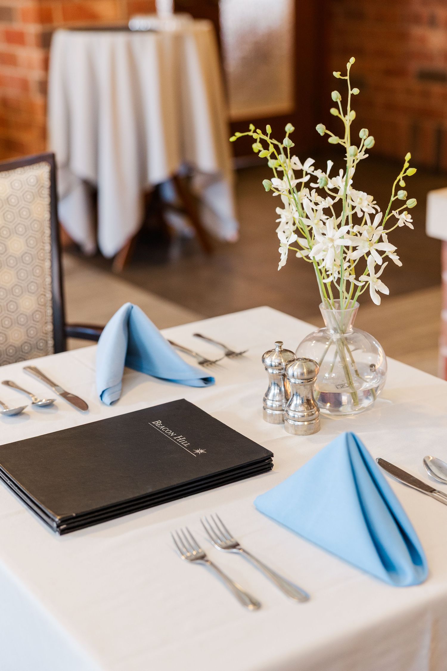 Beacon Hill senior living branding photo in Lombard, Illinois featuring restaurant table setting