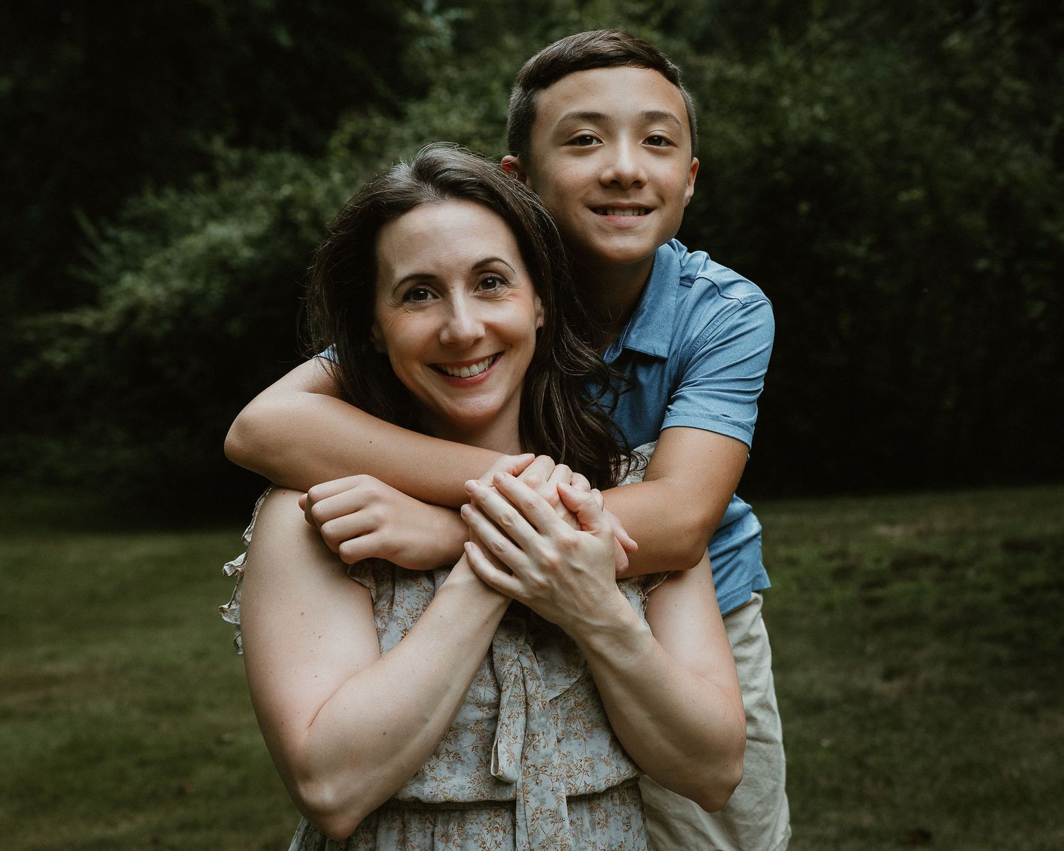 Mother and teenage son portrait from a Woodbridge CT family photography session