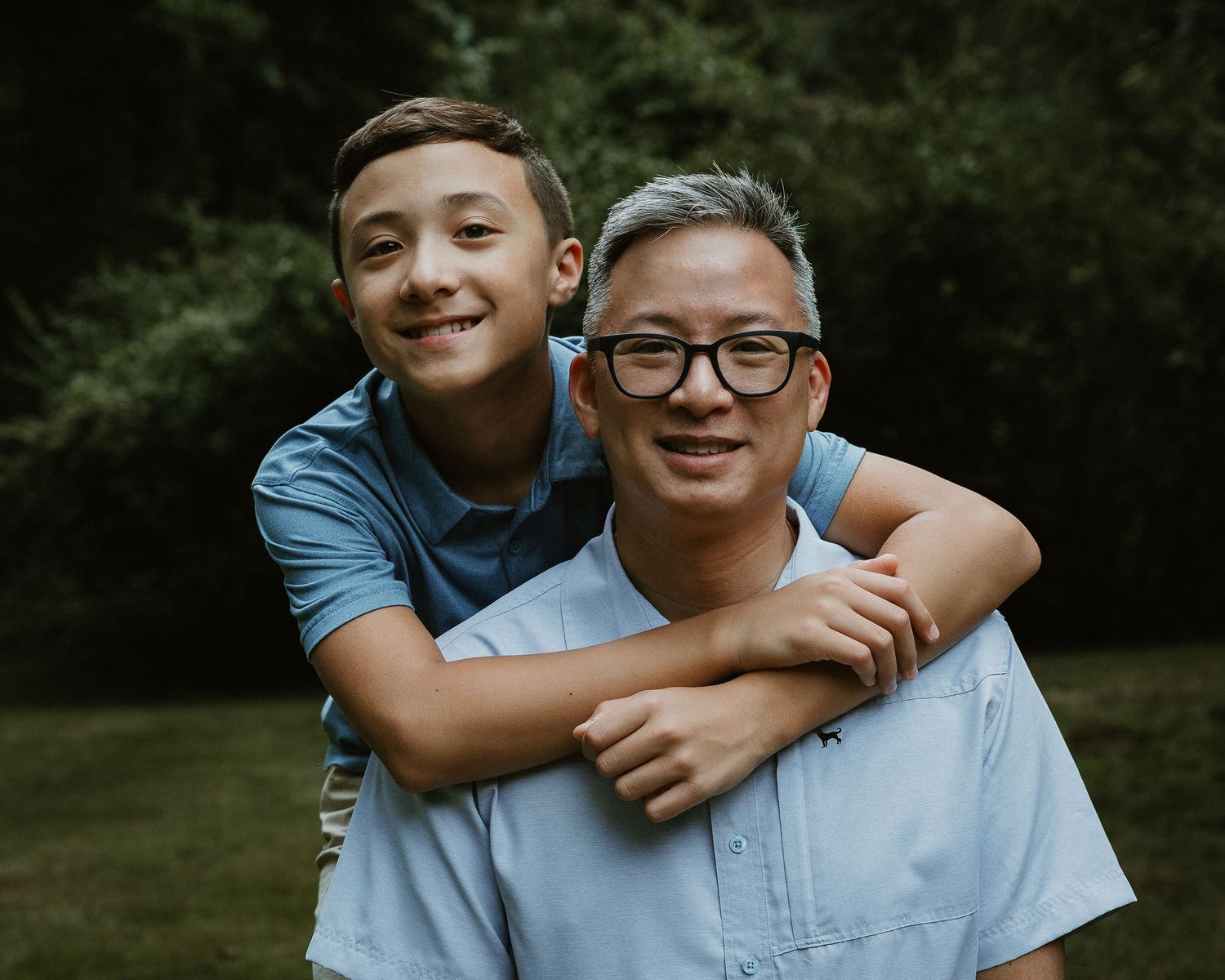 Father and son portrait during a family photography session in Woodbridge, CT