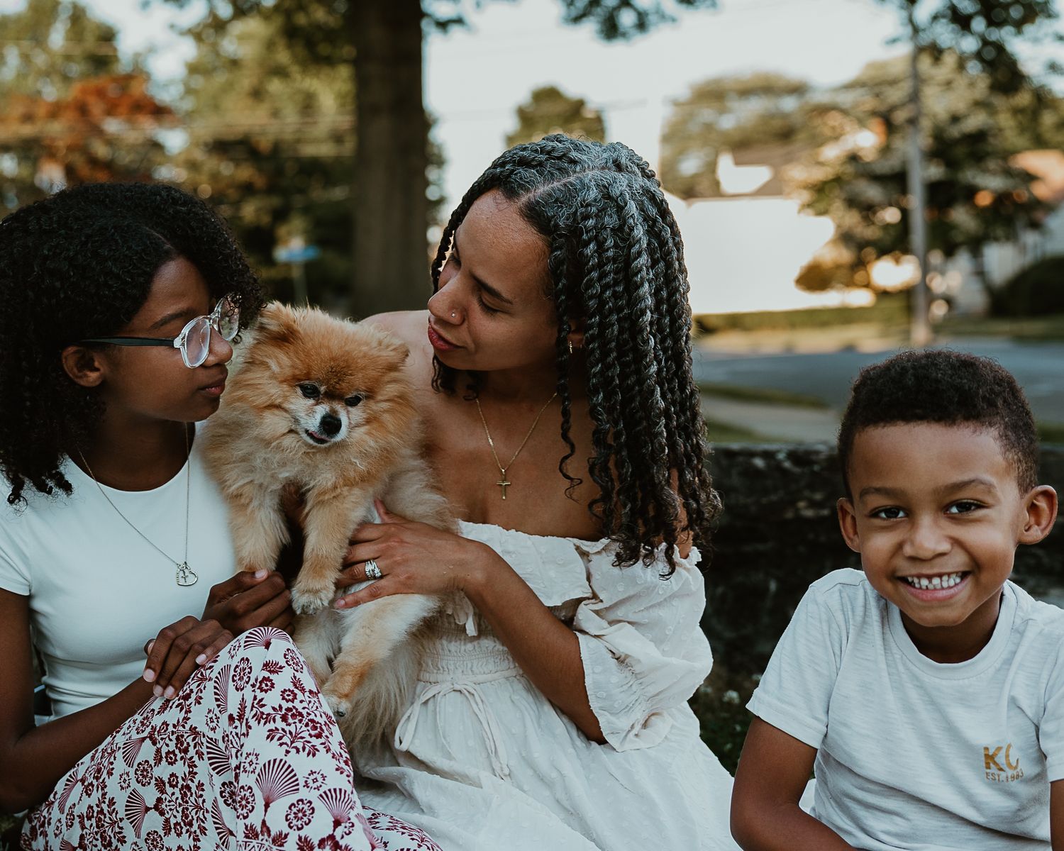 Mother and son smiling close together outdoors, Connecticut family photography session