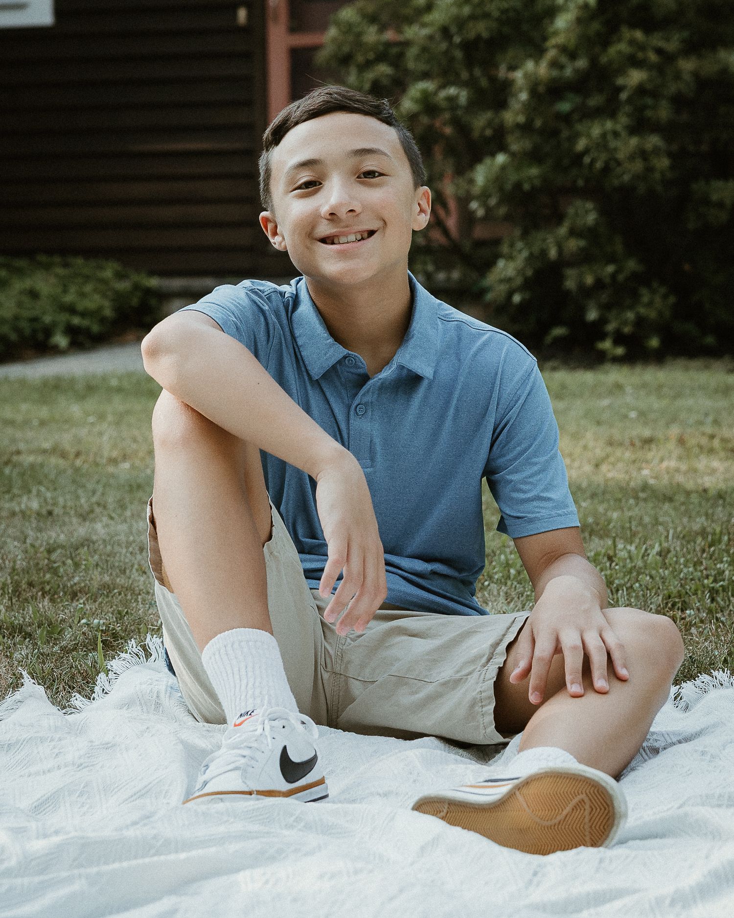 Close-up portrait of a teenage boy from a Woodbridge CT family photography session