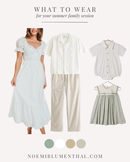 Summer family portrait session outfit guide, what to wear for Connecticut family photos by Noemi Blumenthal Photography