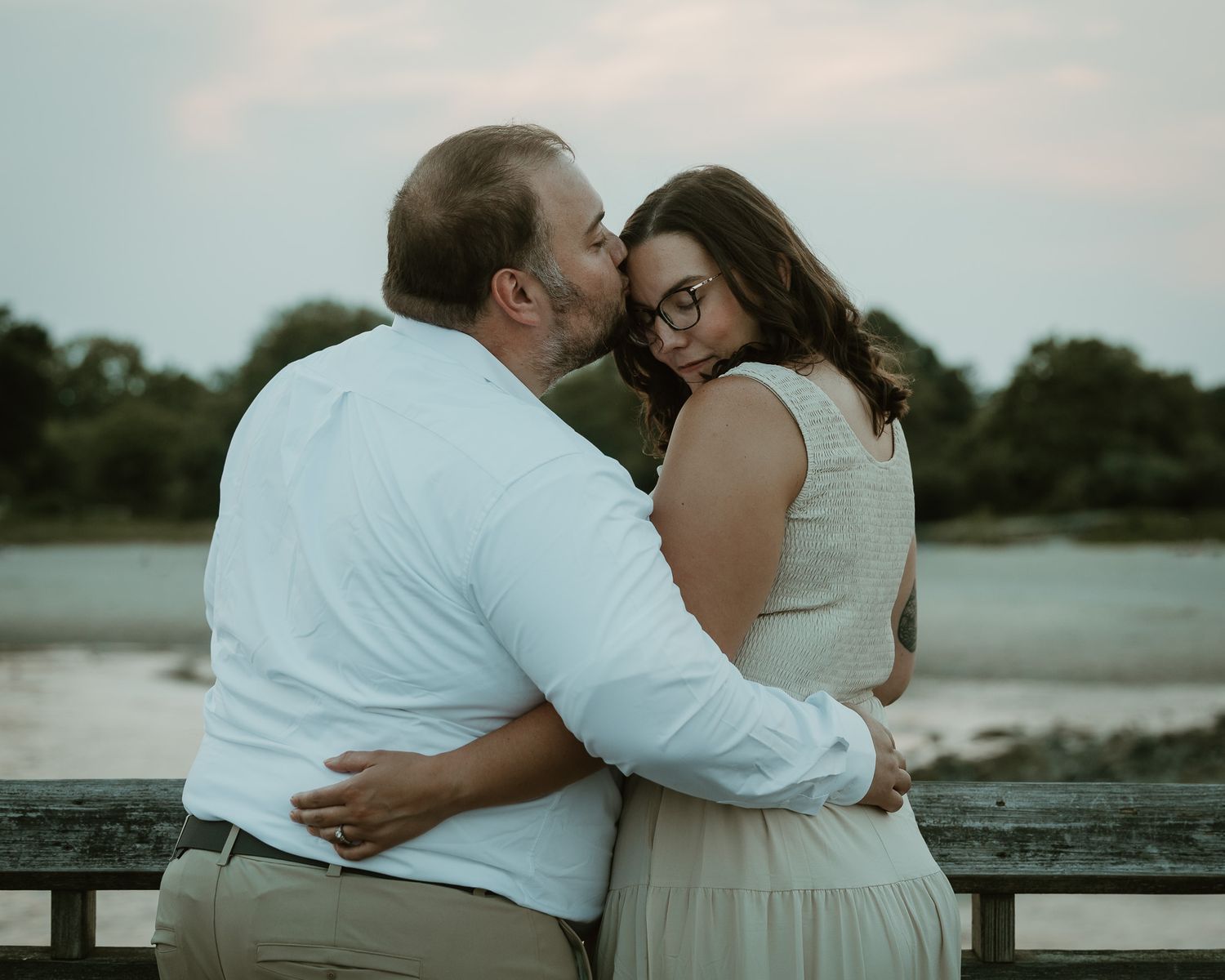 Couple sharing a quiet moment, Milford CT engagement session