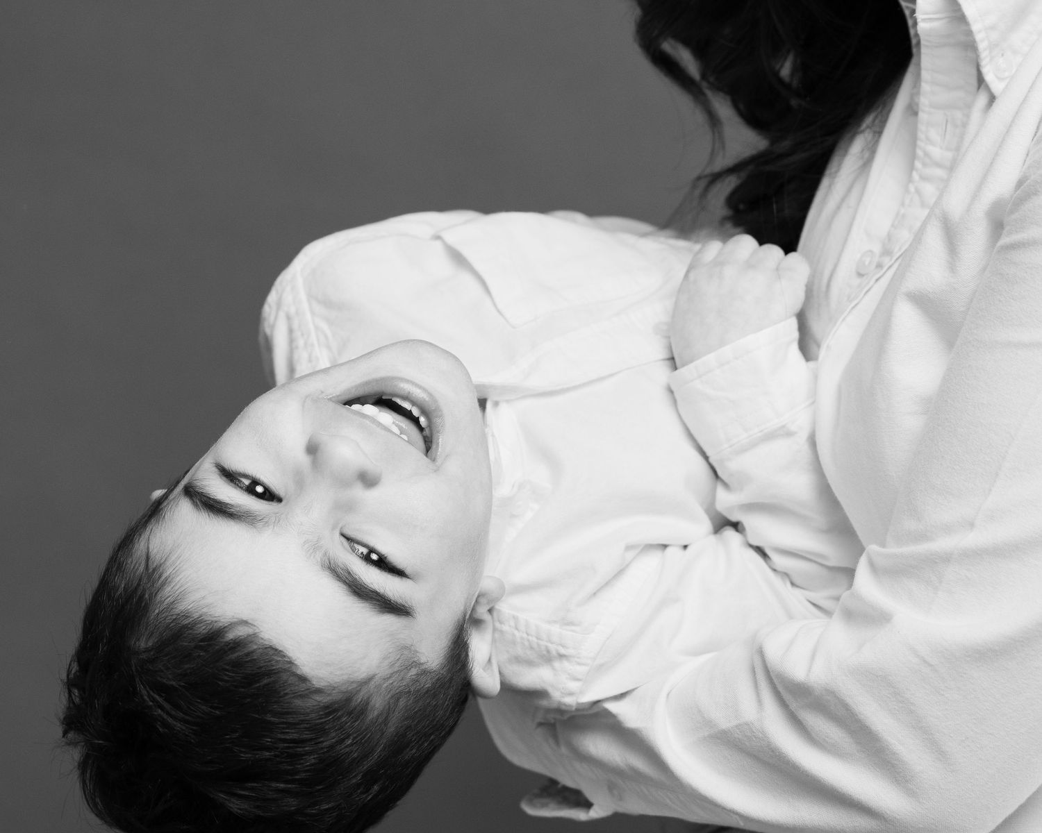 Black and white parent and child portrait studio session, Connecticut family photographer Woodbridge CT