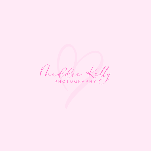 Elegant pink script logo for Thadlee Kelly Photography on pale pink background.