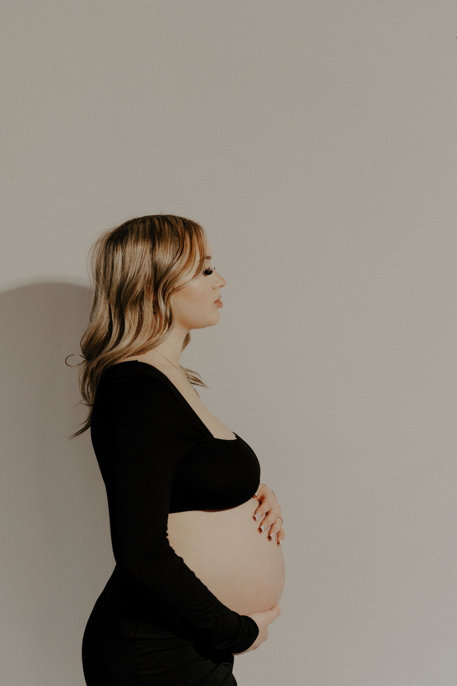 A pregnant woman poses at her baby shower in Billings, Montana.
