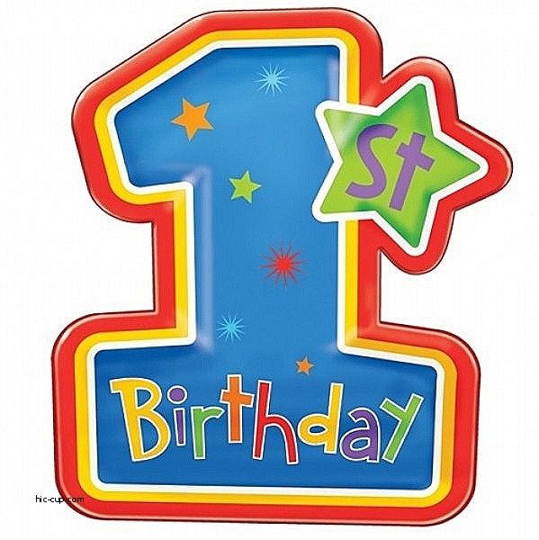 Colorful 1st Birthday celebration sign with bold number one, stars, and festive red, blue, and yellow design.