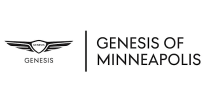 Genesis of Minneapolis dealership logo featuring the Genesis emblem and bold serif text on a white background.