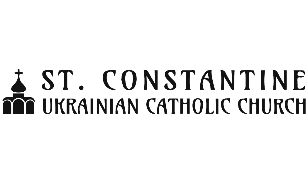 St. Constantine Ukrainian Catholic Church logo with black church icon and bold typography on white background.