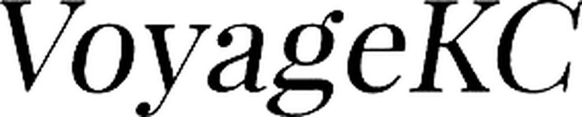 VoyageKC italic serif logo in black text on white background.