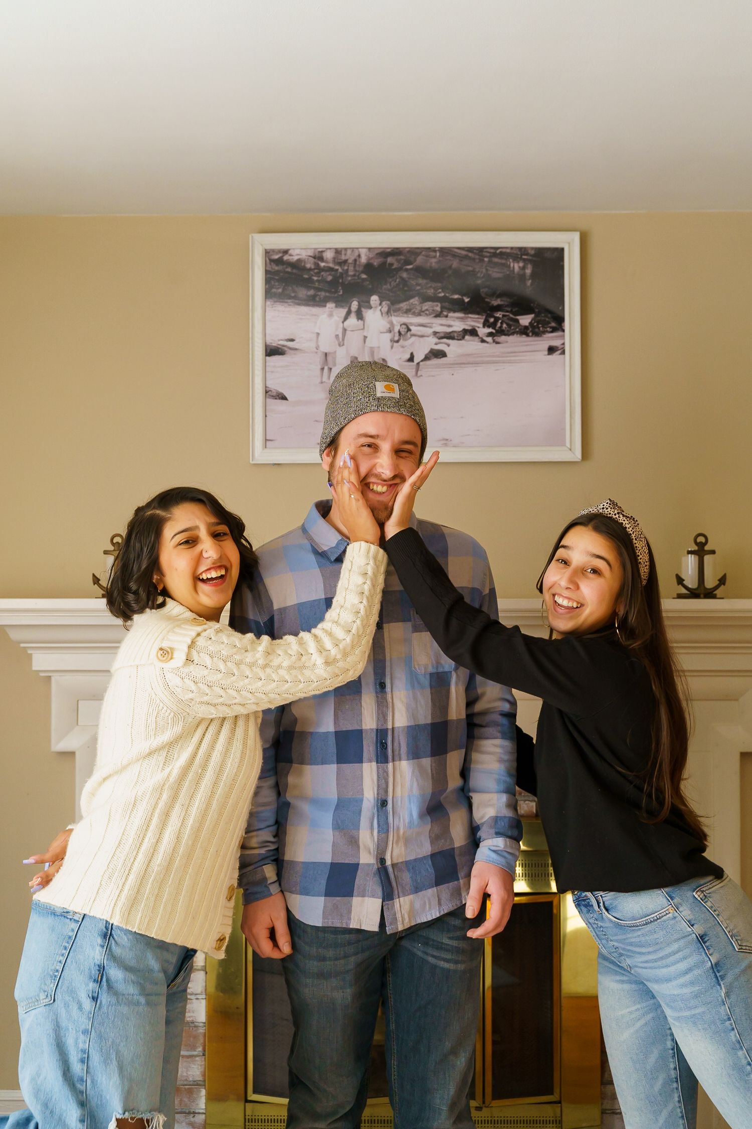 Family photo during in home session in Norfolk