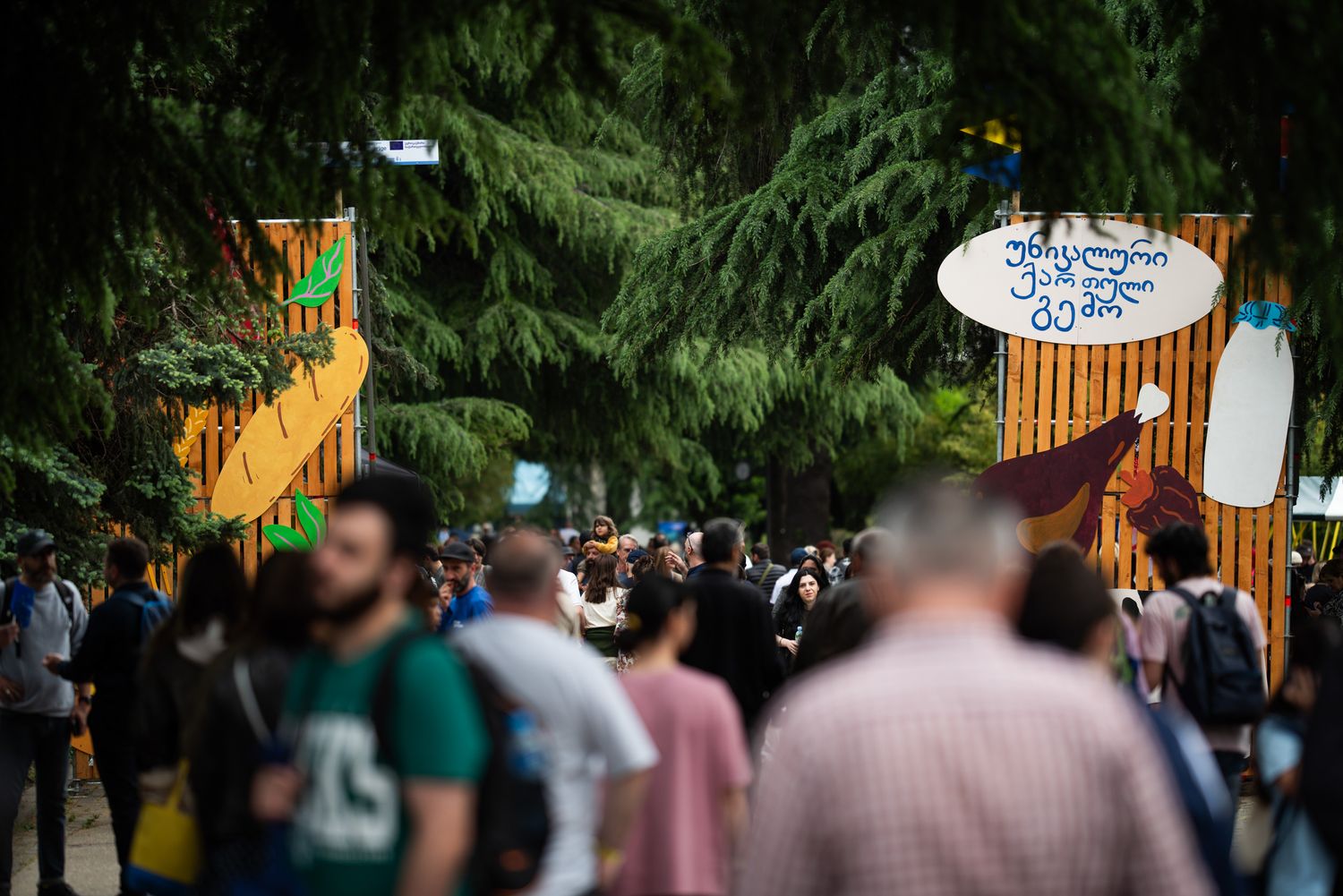 Crowds walking through a lantern-lit garden path during a night festival or cultural fair.