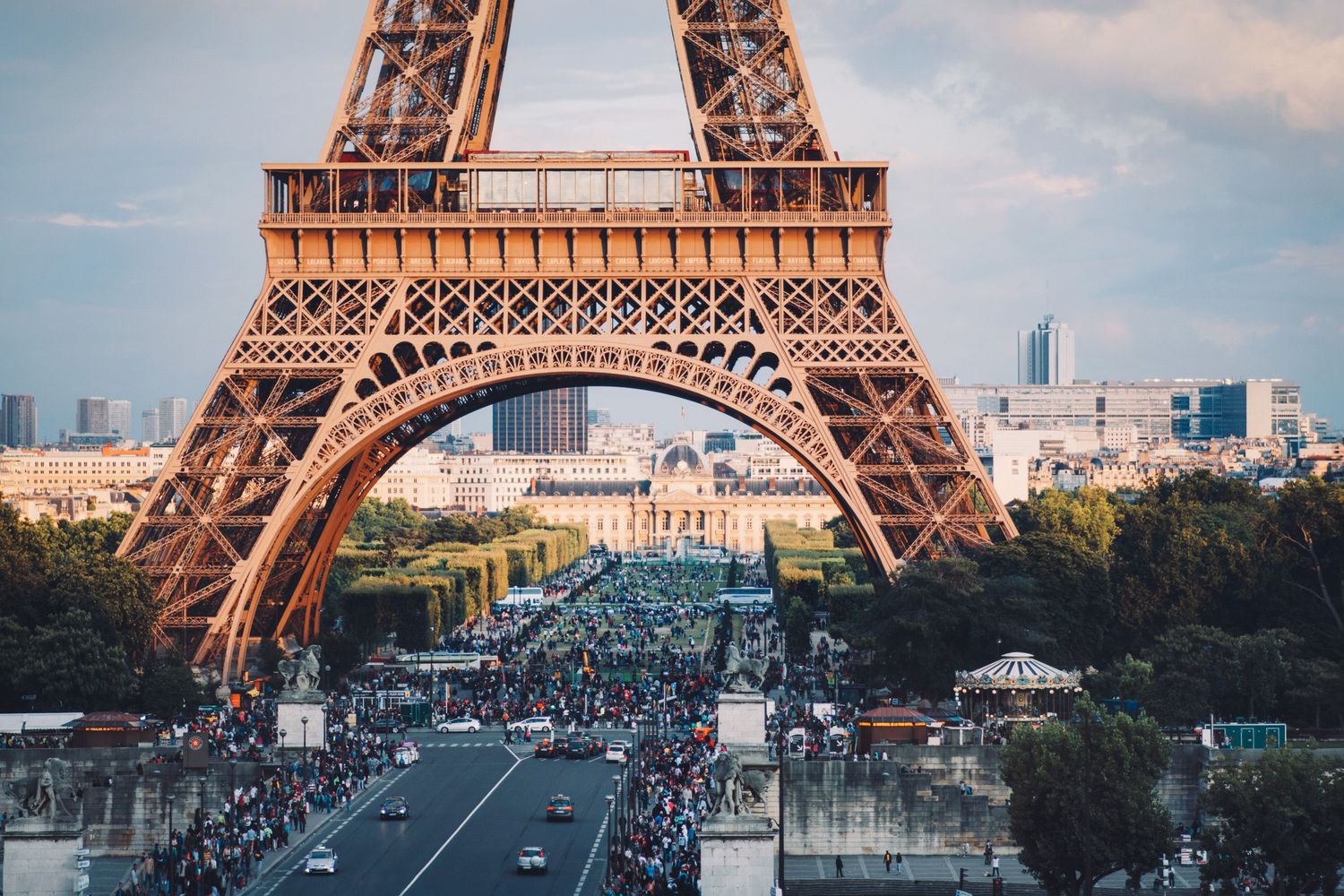 Eiffel Tower captured from Trocadéro viewpoint — iconic Parisian landmark in golden light.