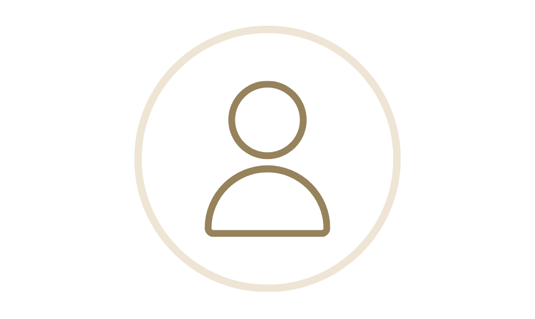 Gold single person icon inside a decorative circle, representing an individual profile.