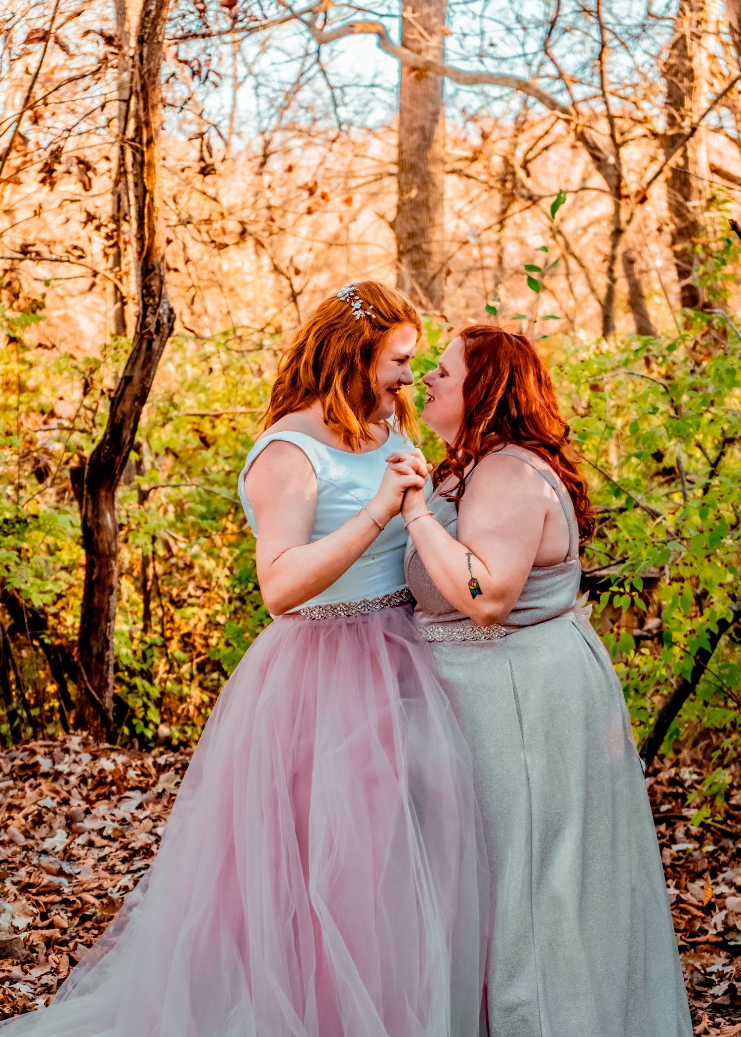 Hand-in-hand, together, in loving slow-dance.