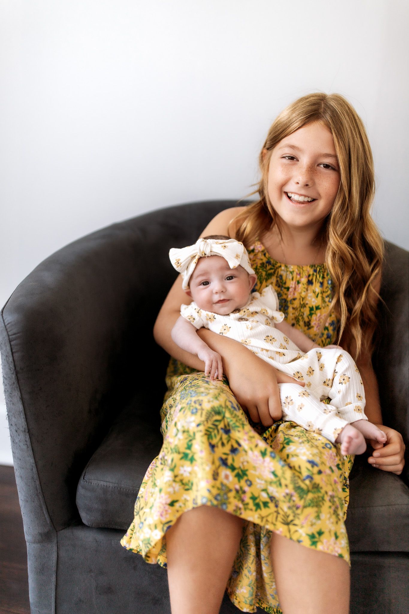 Studio sibling photography of two sisters, photographed by Jessica Rose Photography, Janesville WI.