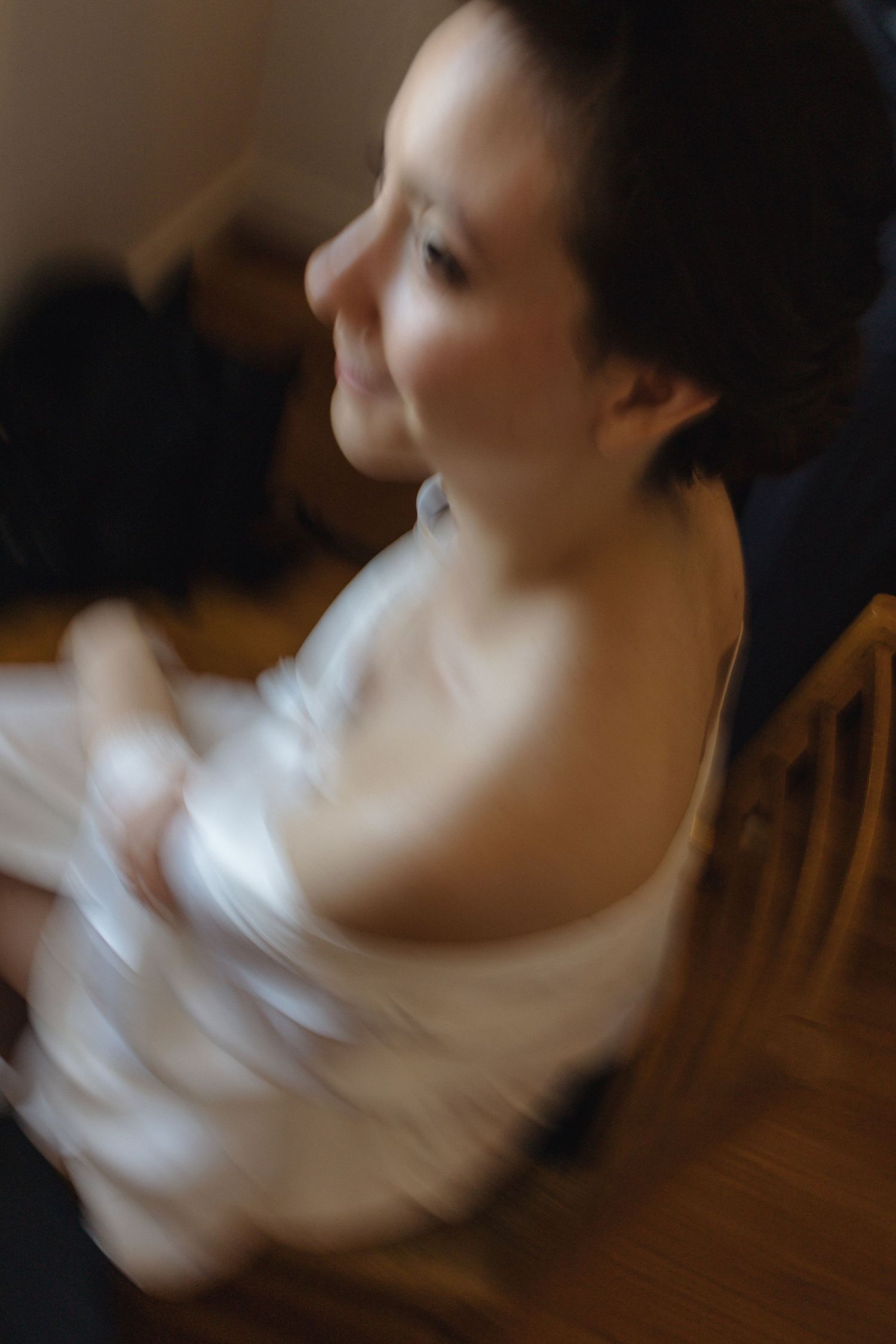 Artistic blurred motion photography in natural light setting.
