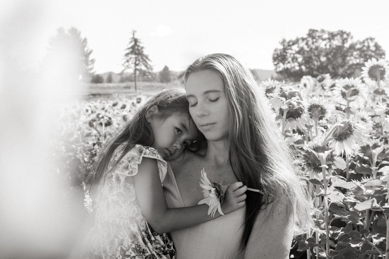 A romantic black and white photo collage showing intimate moments between a couple in a garden setting.