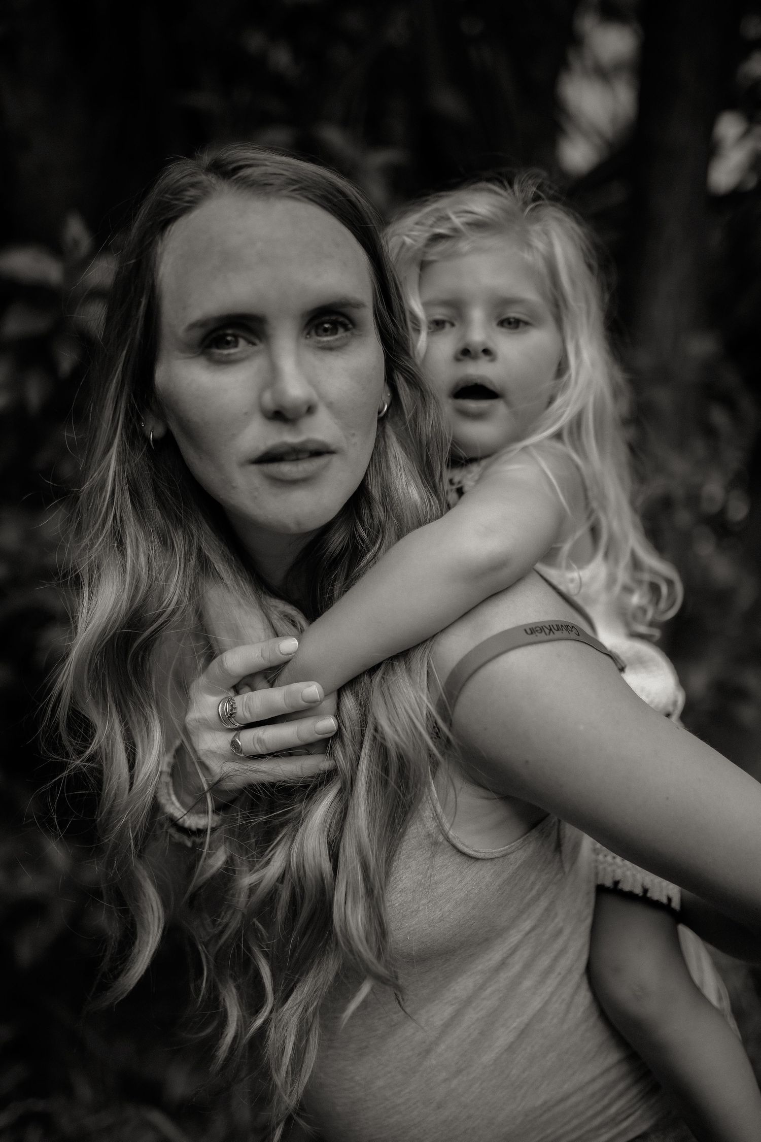 Black and white portrait of mother and young daughter, Sydney family photography