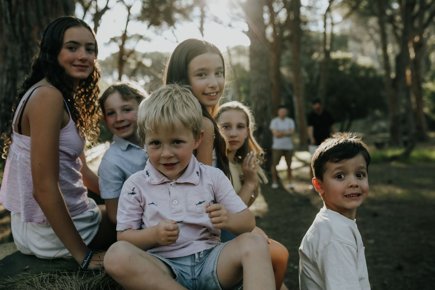 Group of cousins smiling together outdoors, Sydney family photography session
