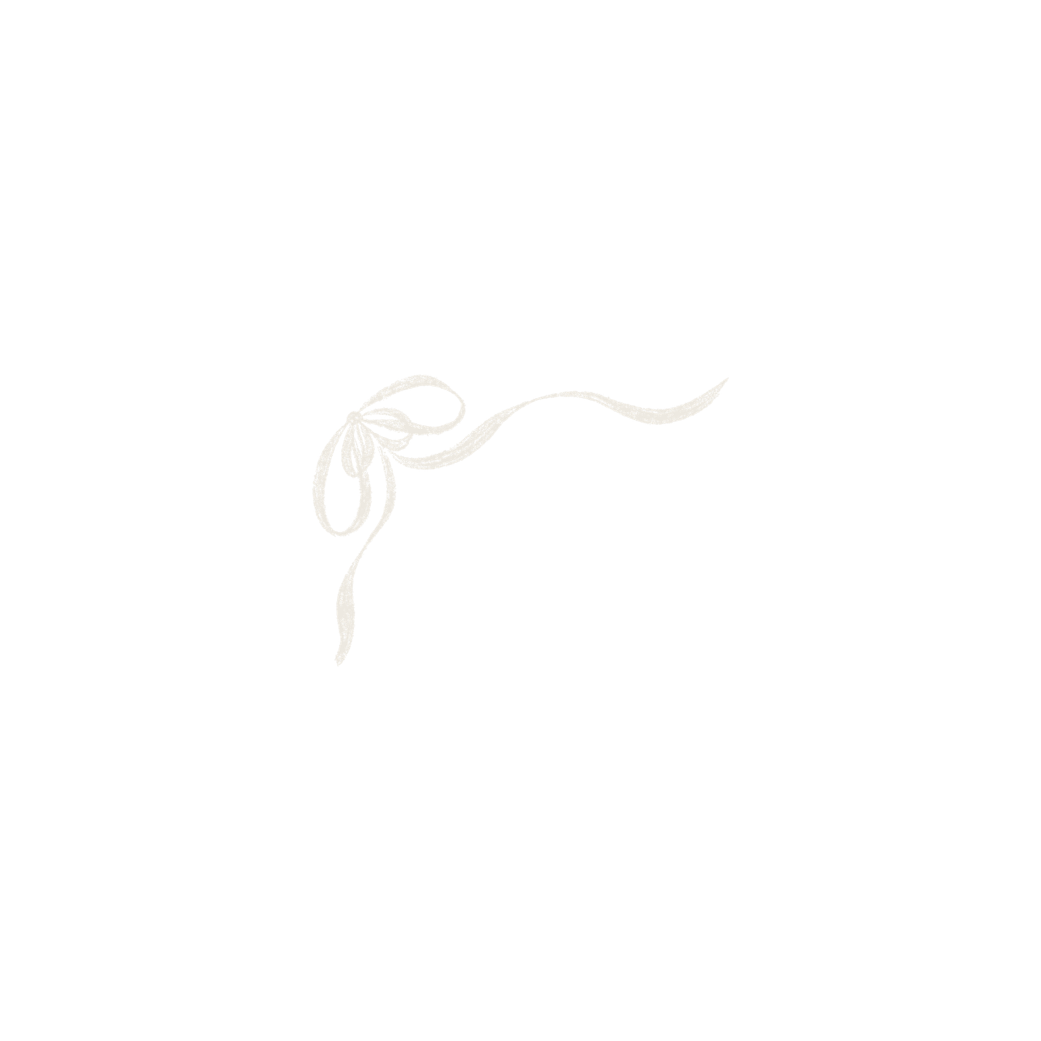 Delicate white ribbon bow corner decoration with flowing streamers on a clean white background.