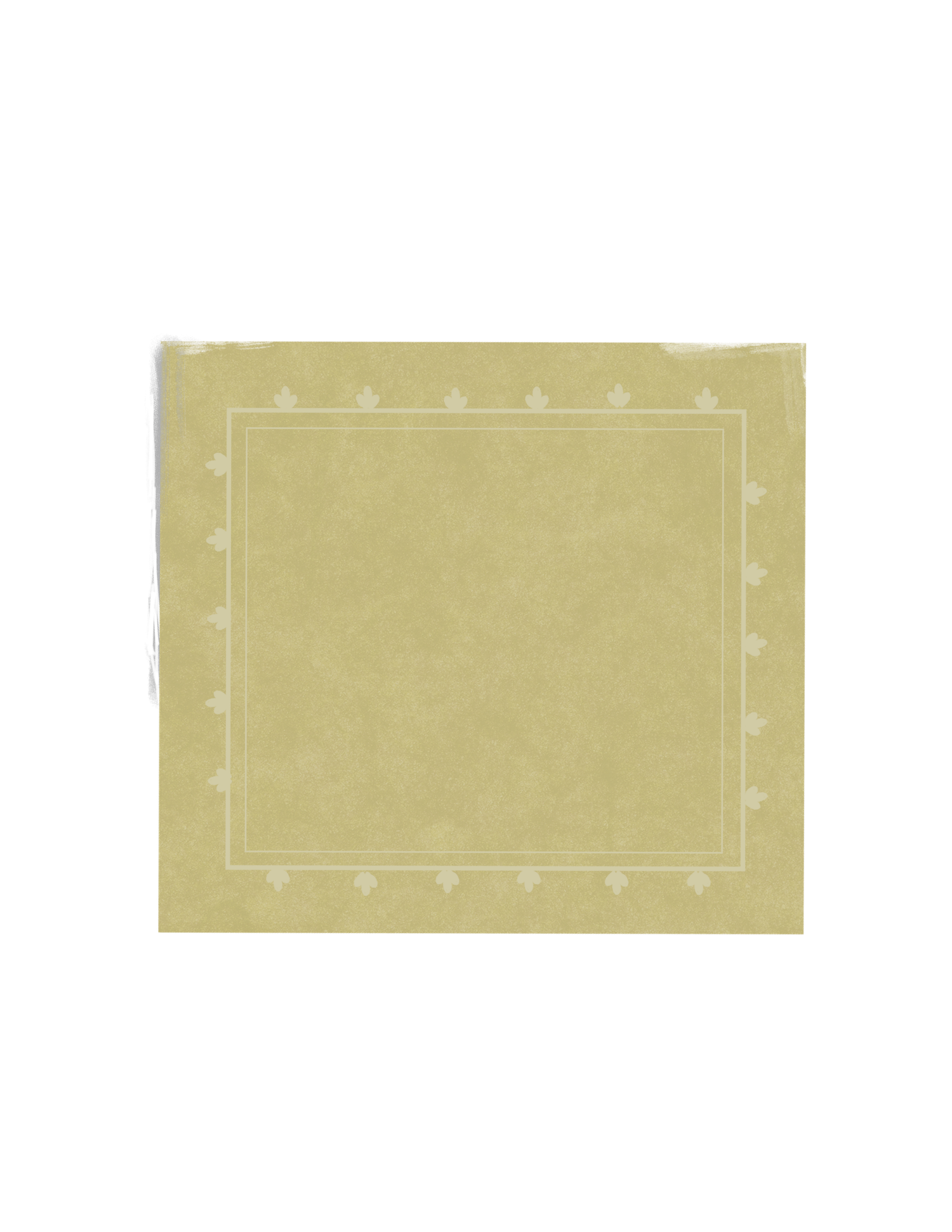 Sage green square napkin with delicate white border and subtle floral pattern, perfect for elegant table settings.