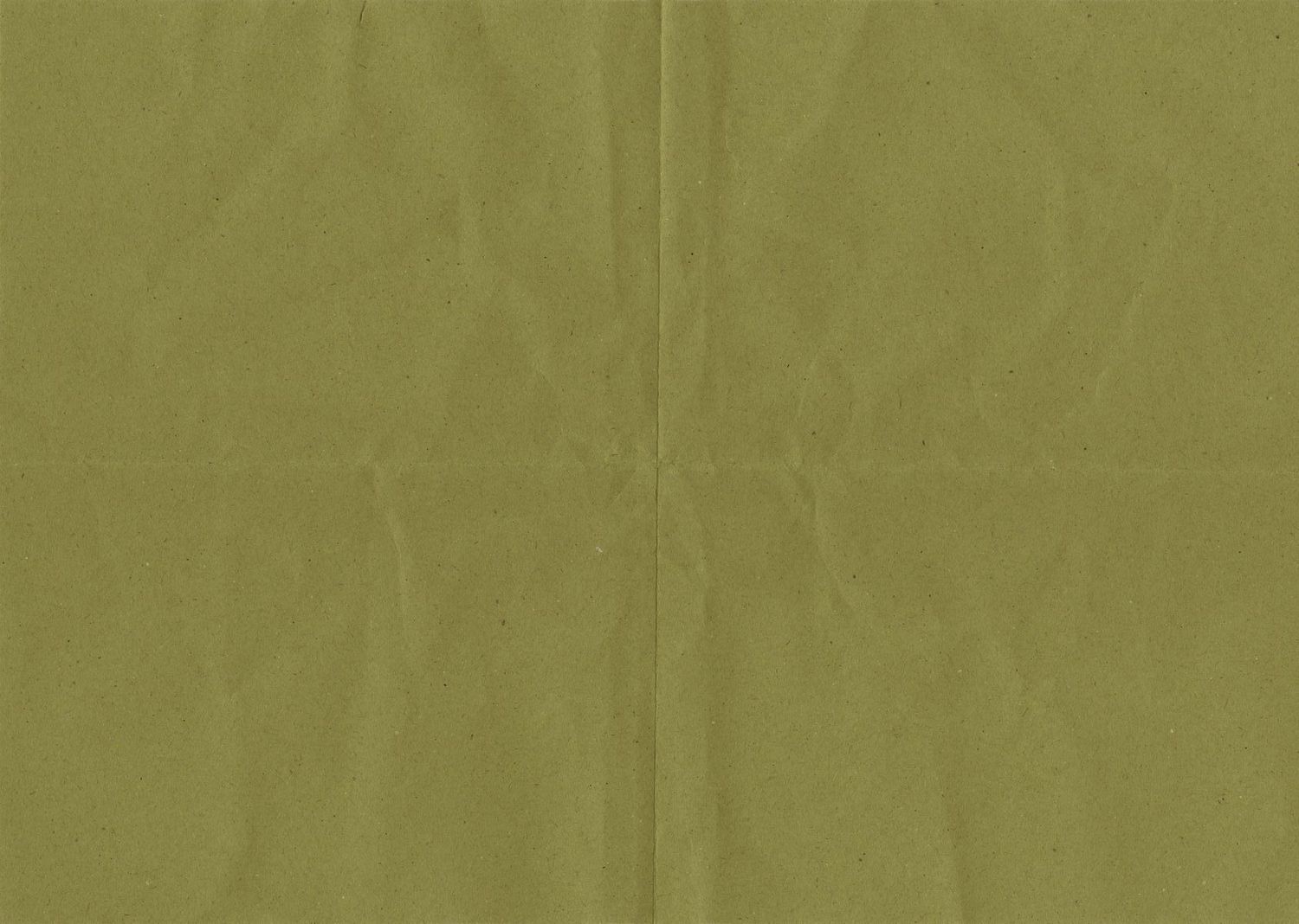 Olive green crumpled paper texture background with natural fold lines and wrinkled surface detail.