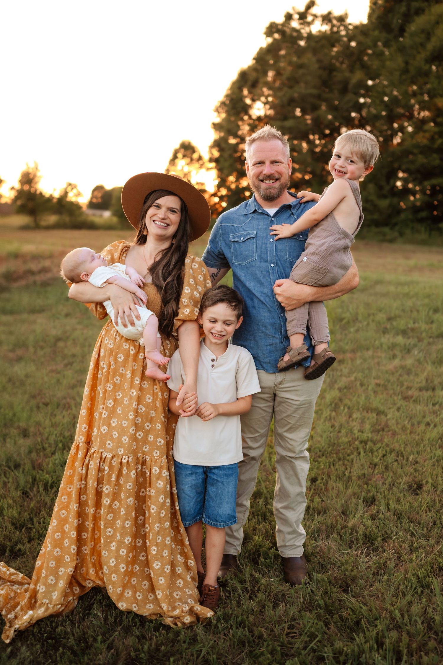 Outdoor family photography session in Lincolnton NC with candid smiles