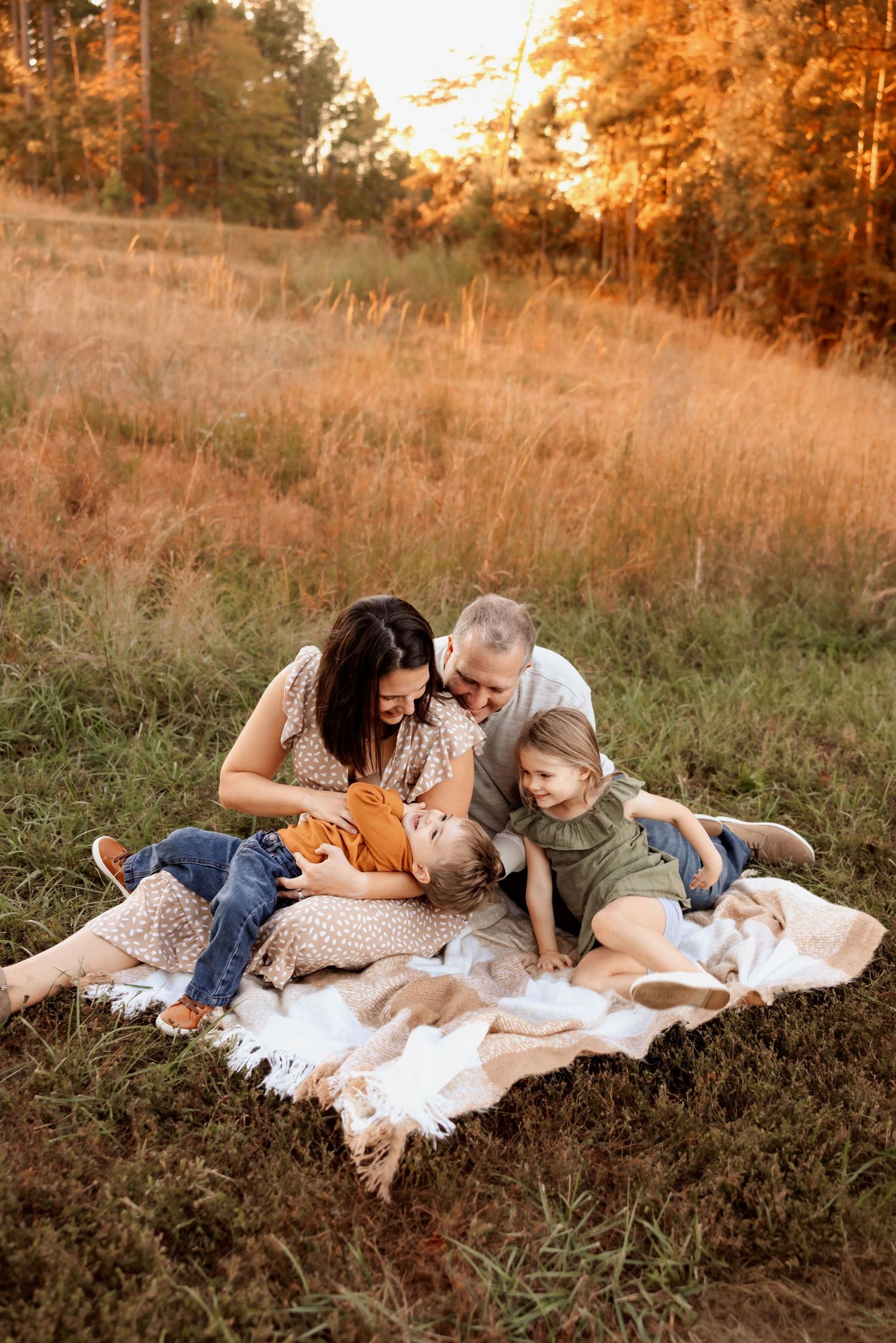 Natural family photography in Sherrills Ford NC with golden light
