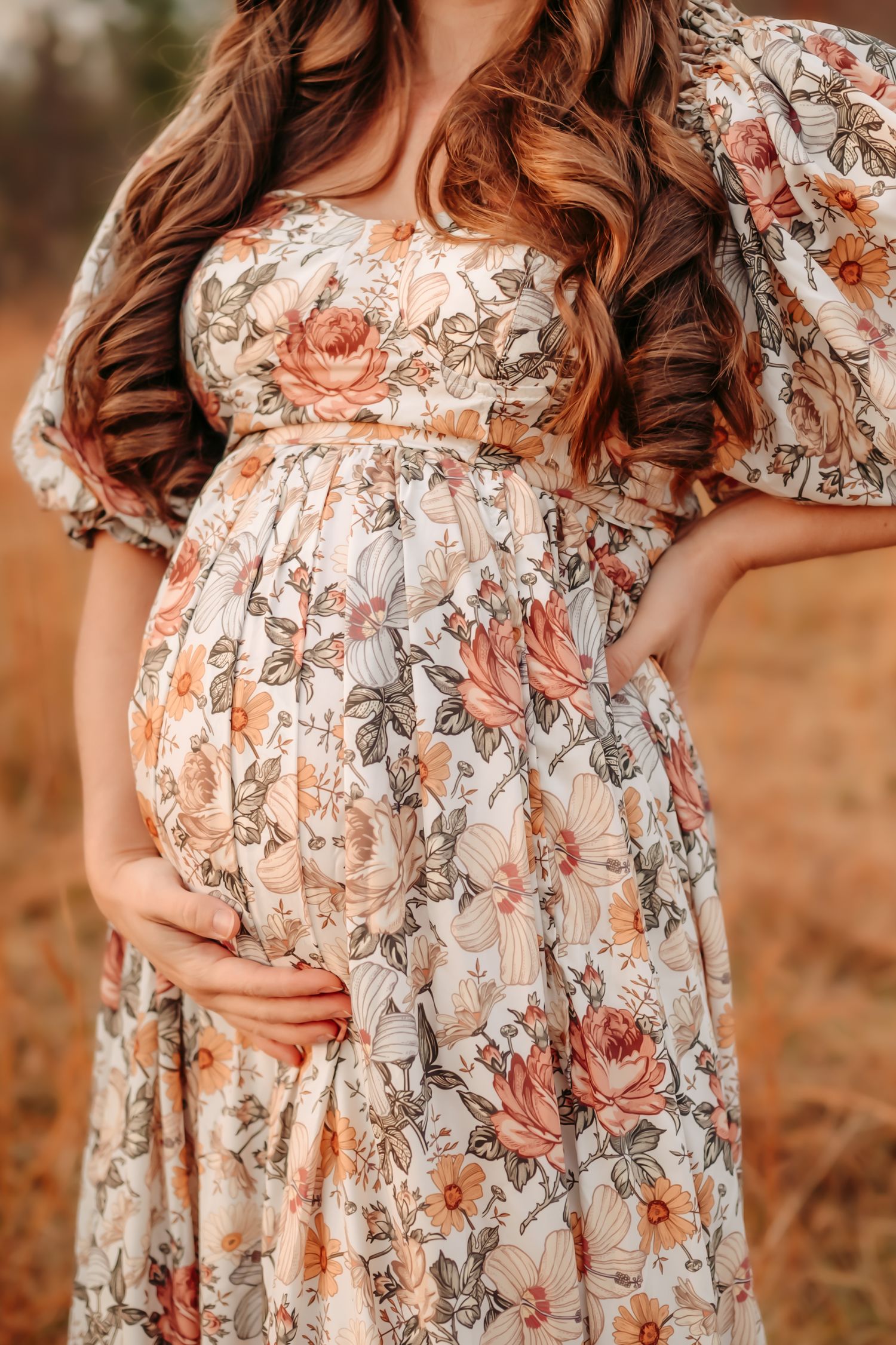Golden hour maternity photography in Lincolnton NC with glowing mom-to-be