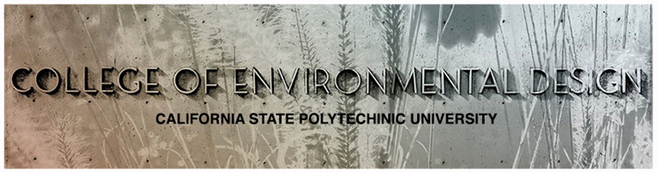 Sign for College of Environmental Design at California State Polytechnic University.