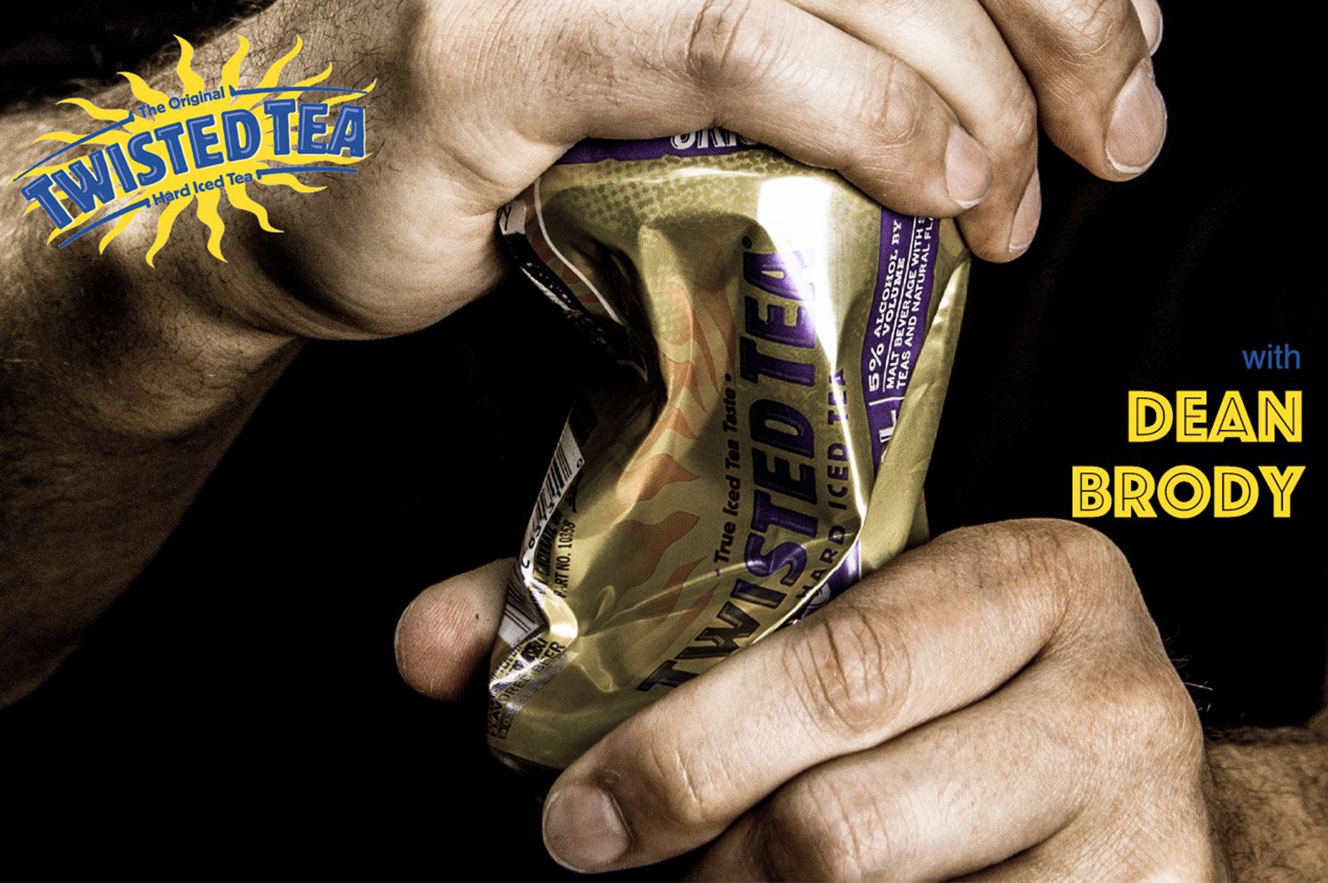 Branding Photo Twisted Tea closeup of Dean Brody twisting aluminum can