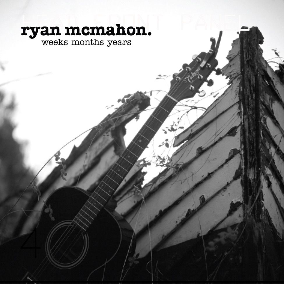 Album Cover Original Artwork grounded boat with hole in hull guitar leaning against it black and white Title Weeks Months Years Musician Rya