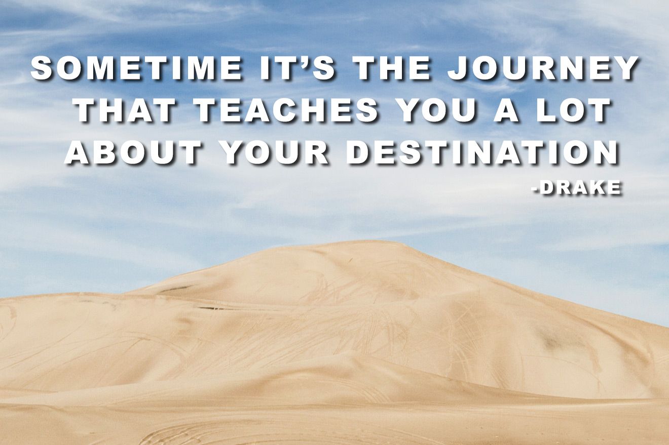 Workspace Branding horizontal image of sand dune underneath Drake quote written in blue sky above