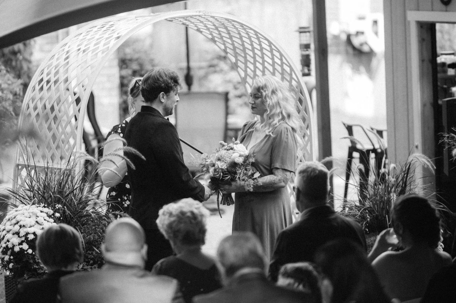 Black and white film wedding ceremony