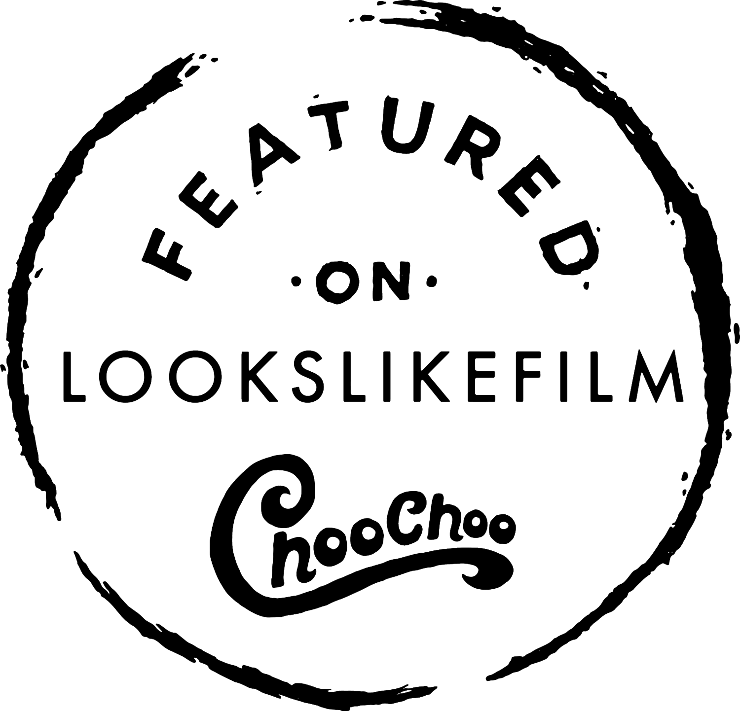 Circular black stamp logo for Looks Like Film featuring Choo Ghoo text.